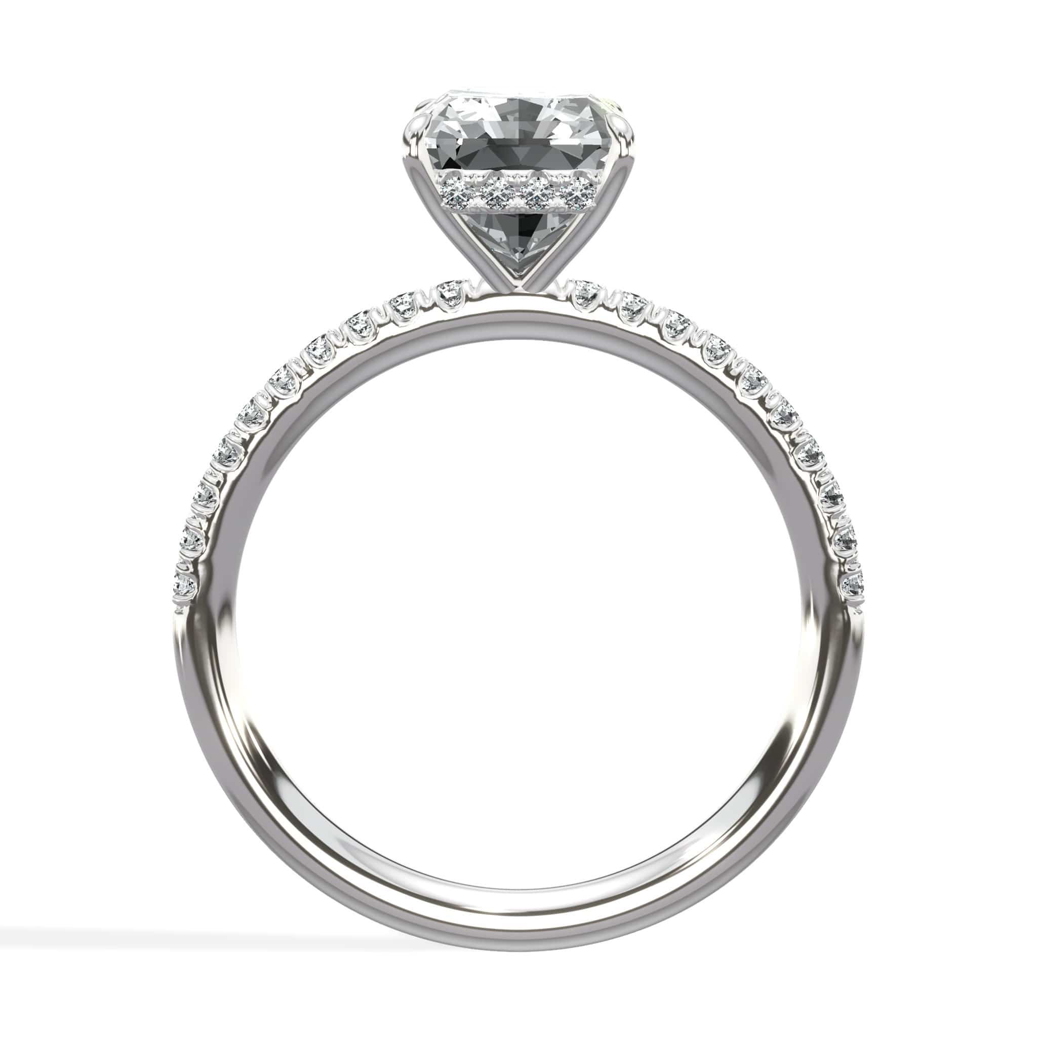 3.00 Carats Lab Grown Radiant Cut Micropaved Side Stones Hidden Halo Diamond Engagement Ring - Image 3