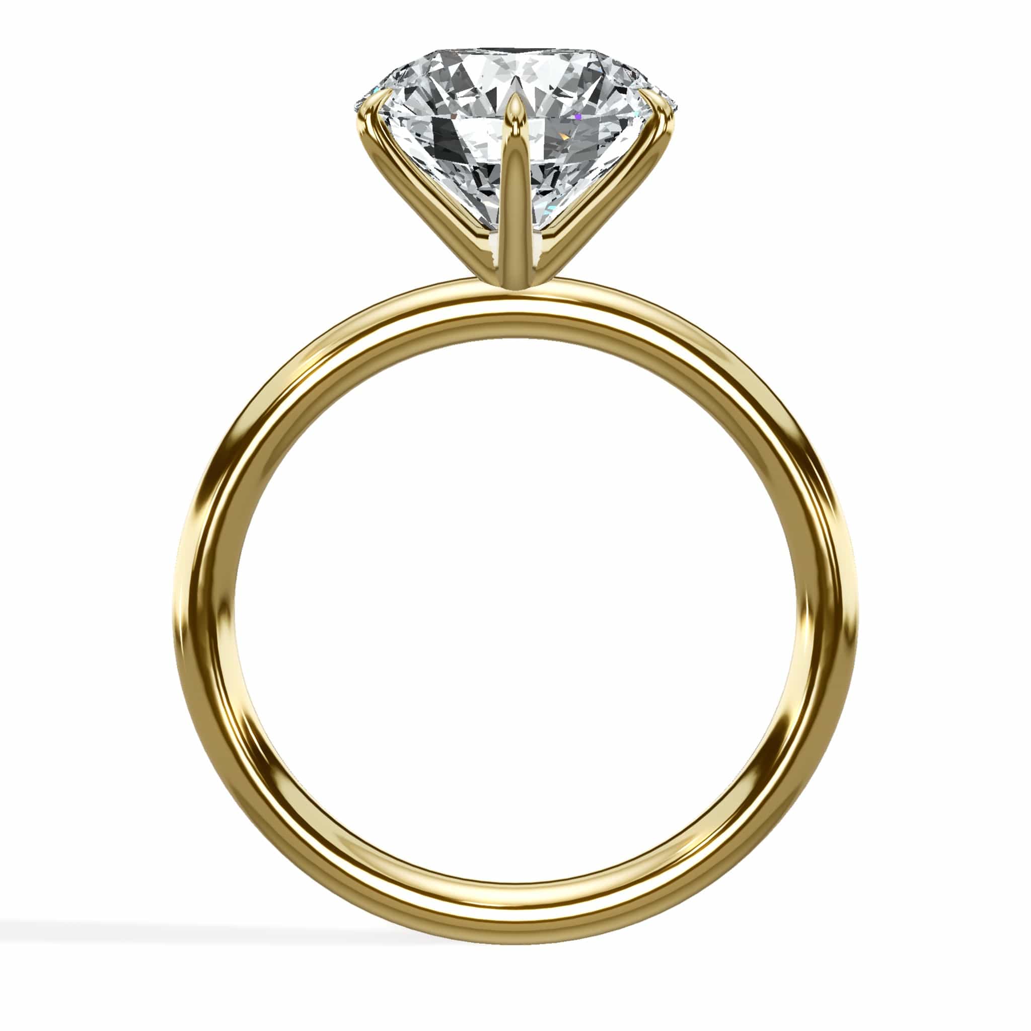 3 Carat Lab Grown Round Brilliant Cut Solitaire Diamond Engagement Ring in Yellow Gold - Image 5