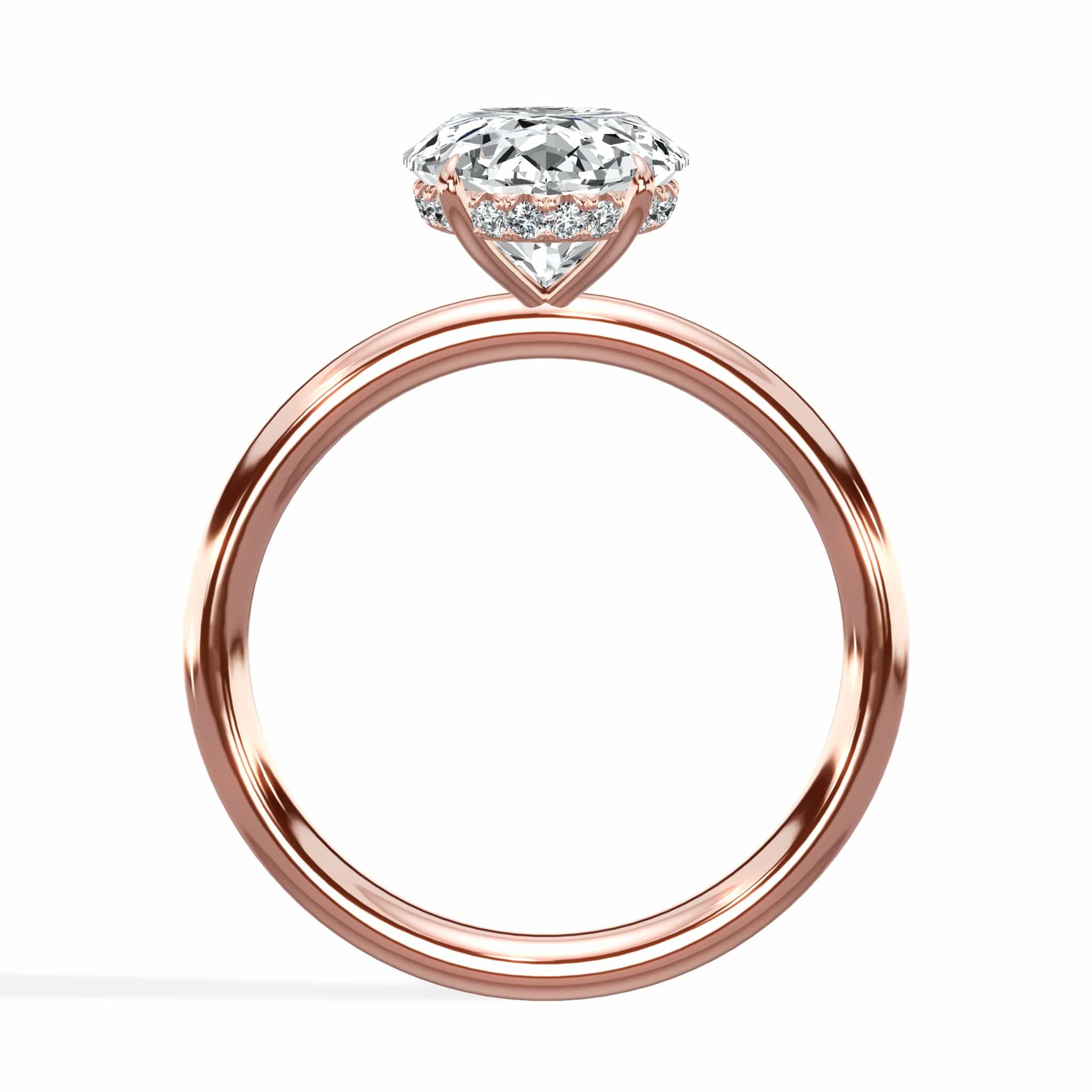 3.18 Carats Lab Grown Oval Cut Solitaire Hidden Halo Diamond Engagement Ring - Image 4