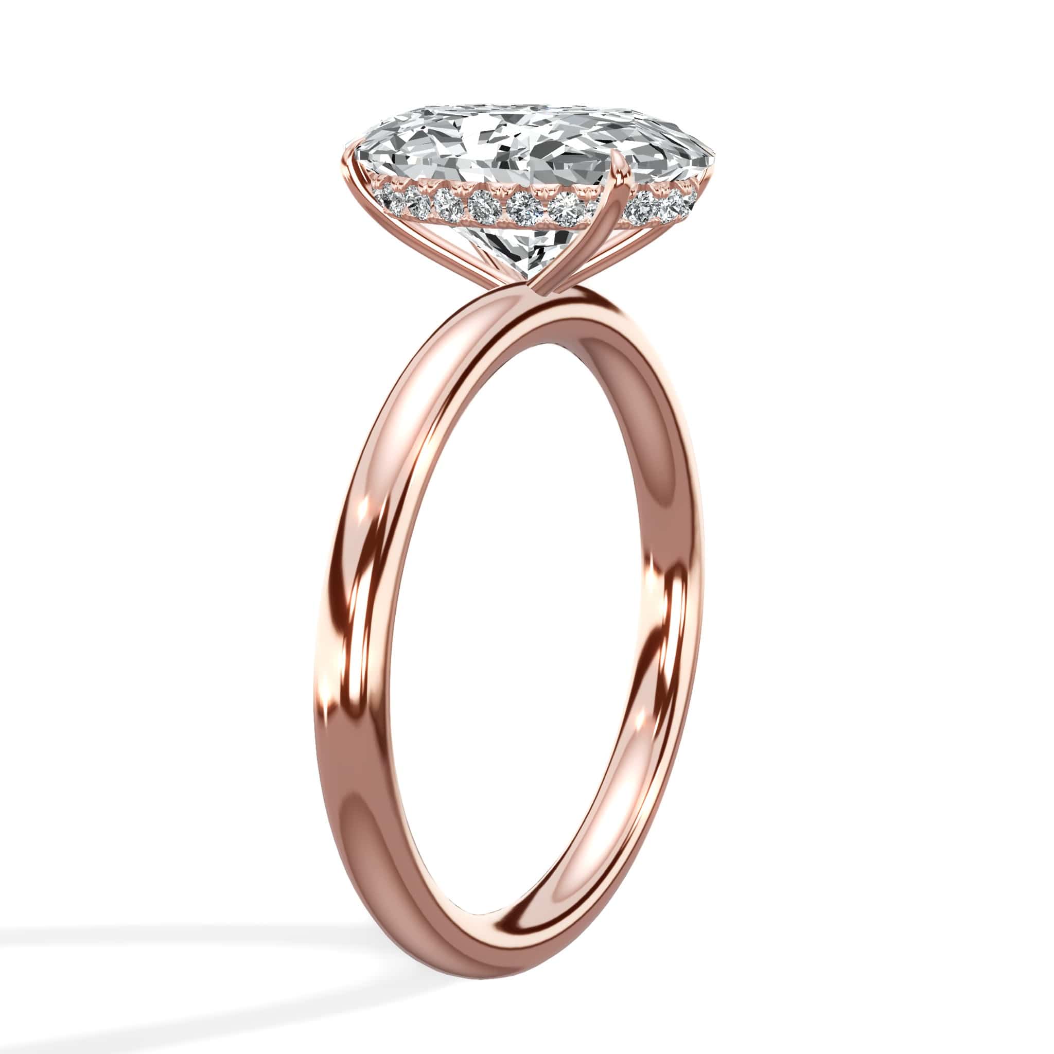 3.18 Carats Lab Grown Oval Cut Solitaire Hidden Halo Diamond Engagement Ring - Image 5