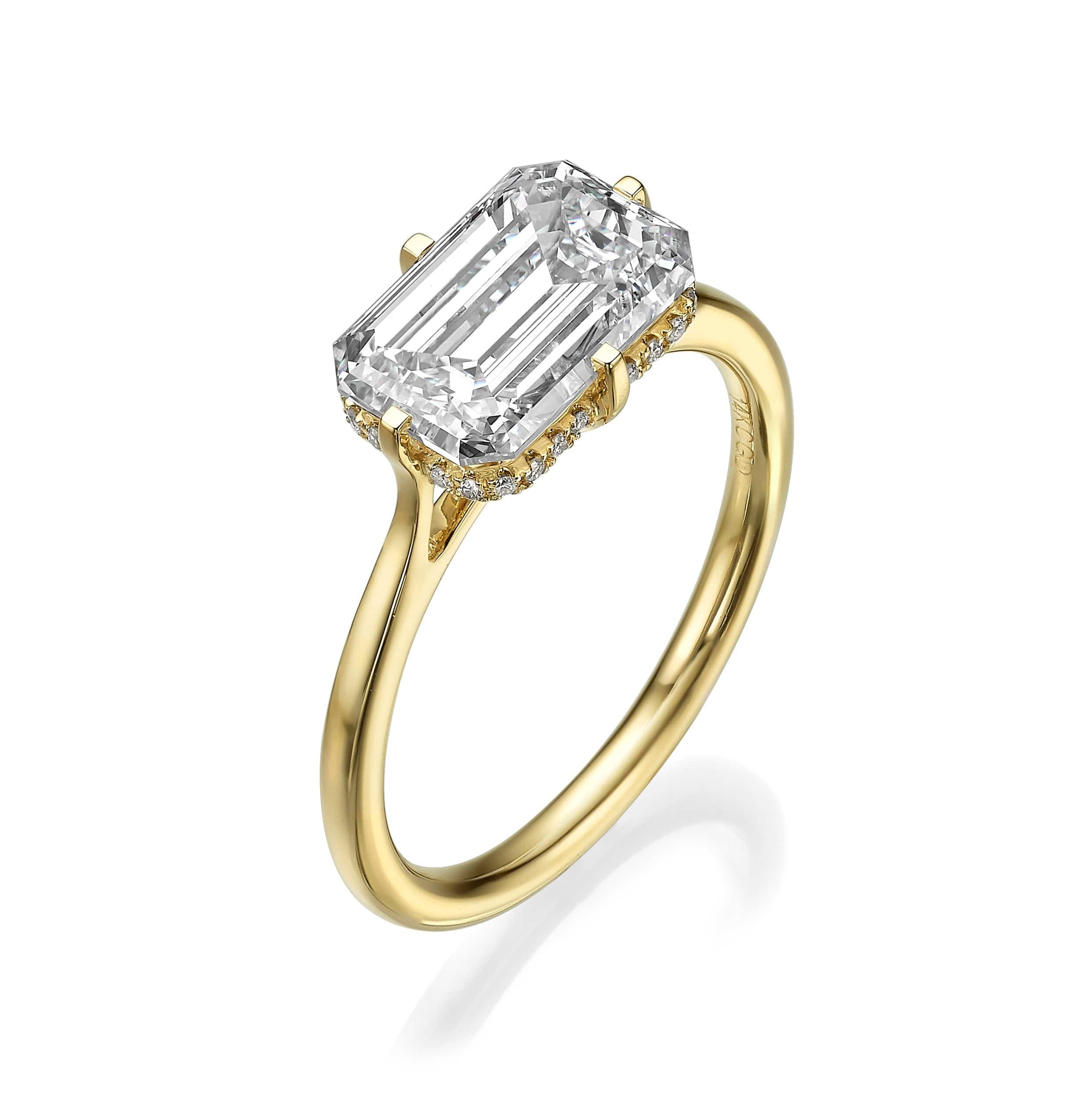 3.25 Carat Lab Grown Emerald Cut Diamond East-West Solitaire Engagement Ring - Image 2