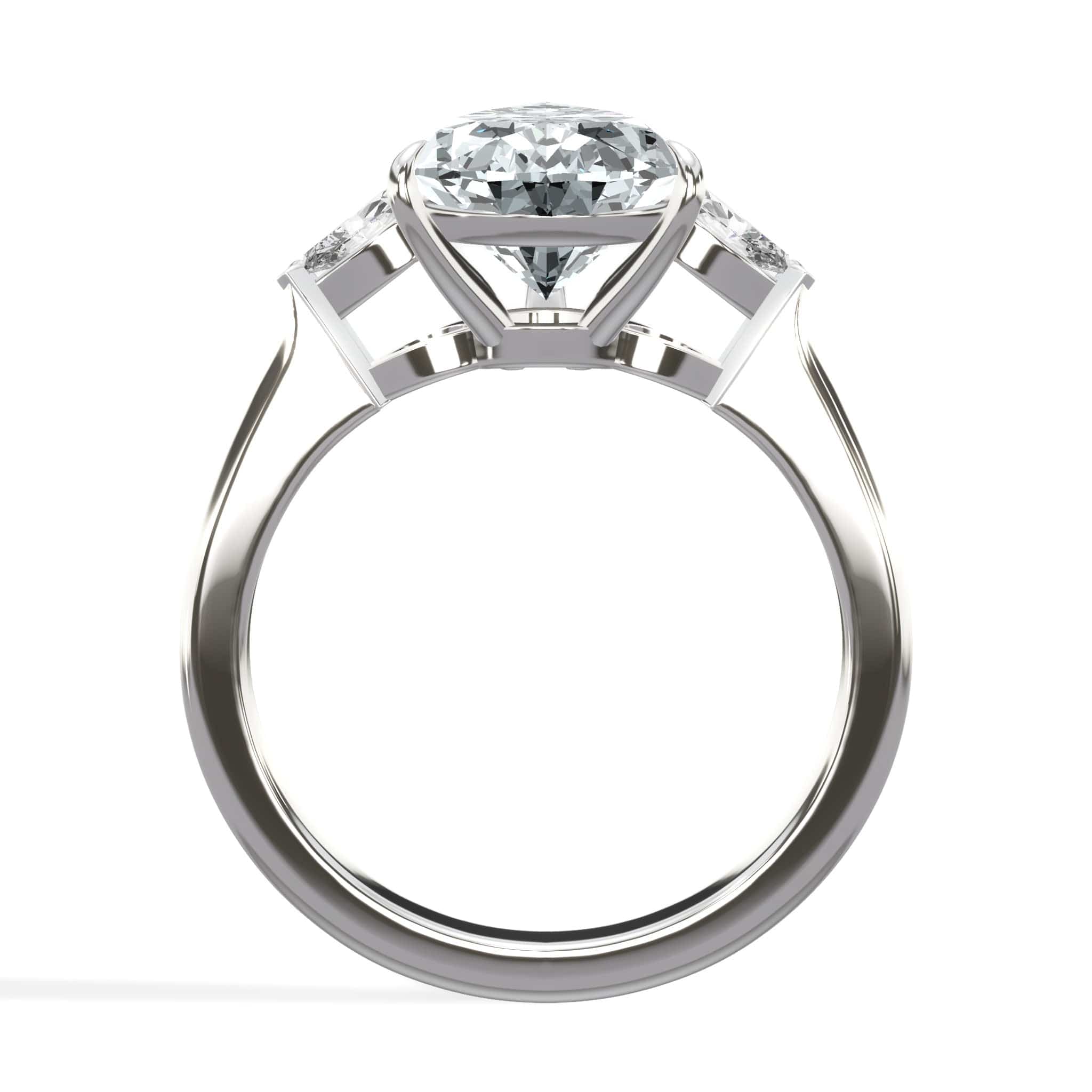 3.38 Carats Lab Grown Pear Shaped with Pear Shaped Side Stones Diamond Engagement Ring in White Gold - Image 3