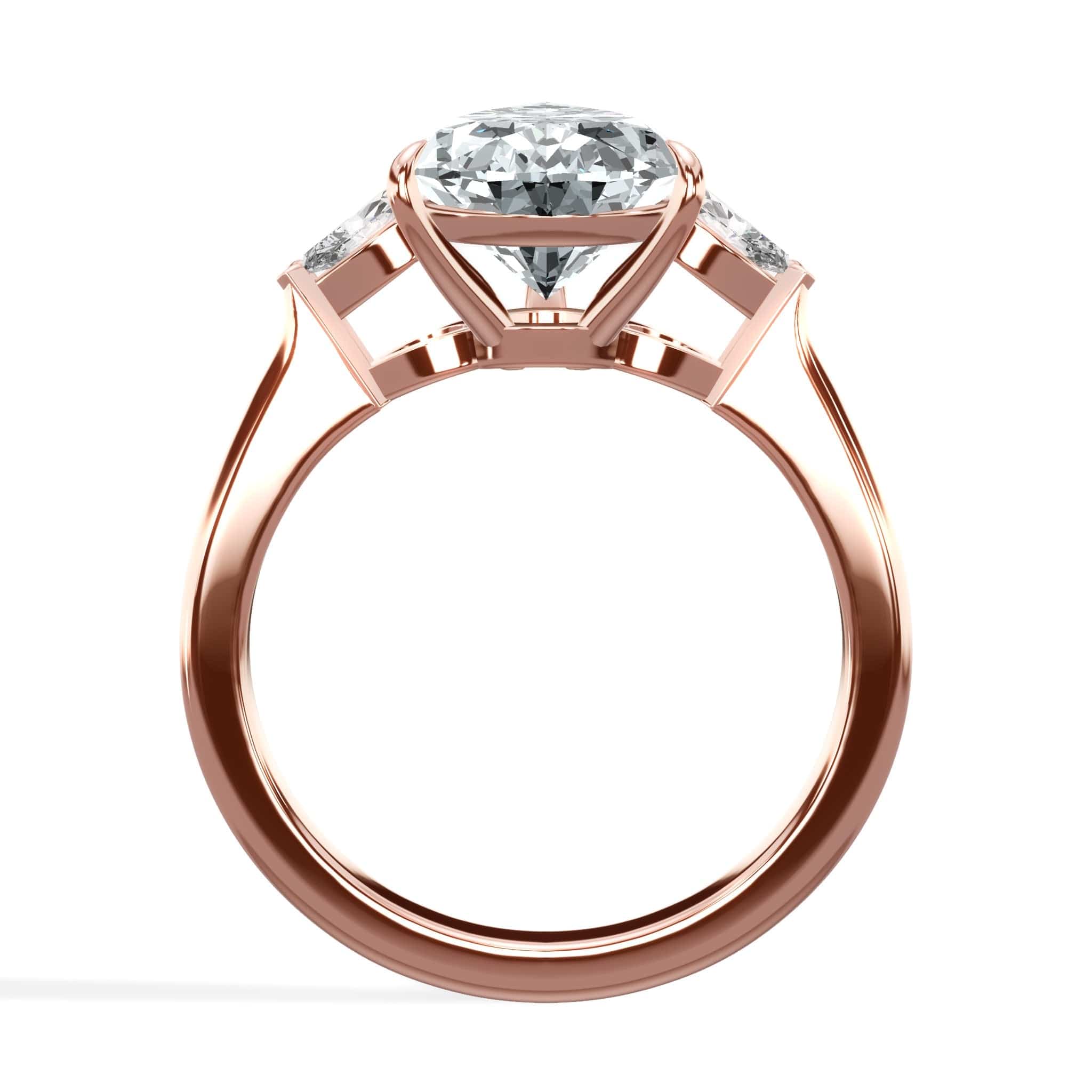 3.45 Carats Lab Grown Pear Shaped with Pear Shaped Side Stones Diamond Engagement Ring in Rose Gold - Image 3