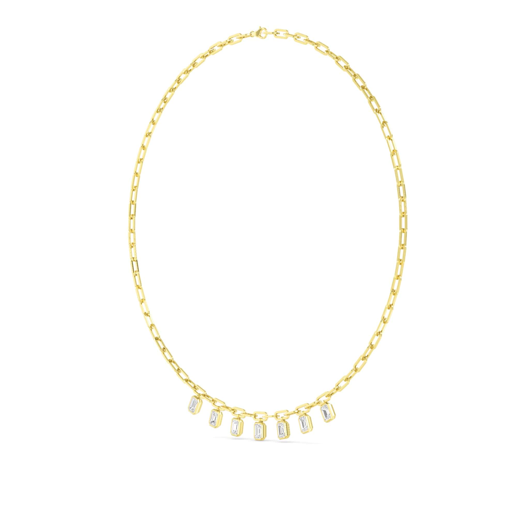 3.50 Carat Emerald Cut Lab Grown Diamond Paper Clip Bezel-Set Necklace - Image 3