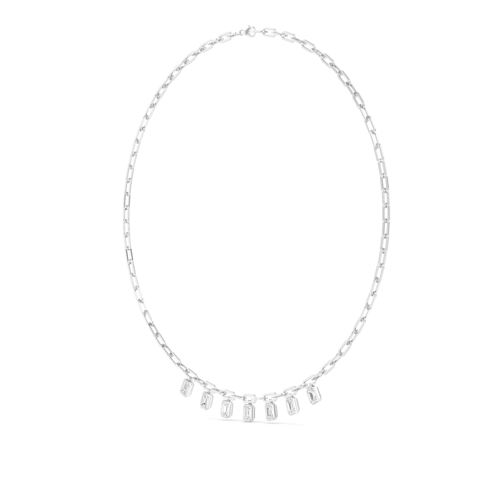3.50 Carat Emerald Cut Lab Grown Diamond Paper Clip Bezel-Set Necklace - Image 5