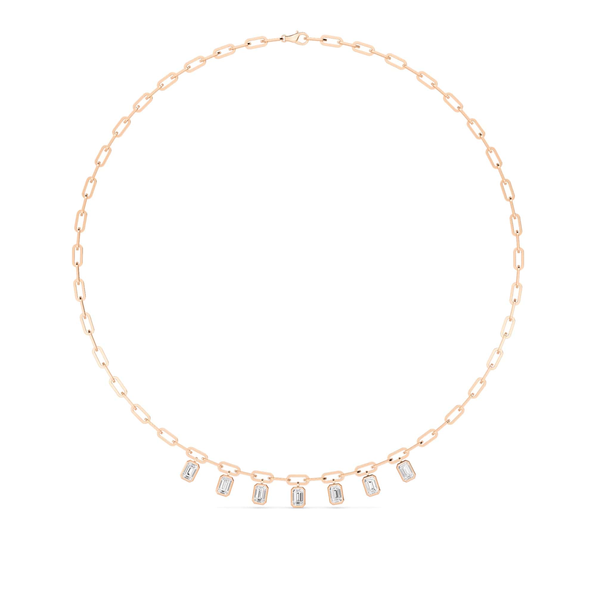3.50 Carat Emerald Cut Lab Grown Diamond Paper Clip Bezel-Set Necklace - Image 6