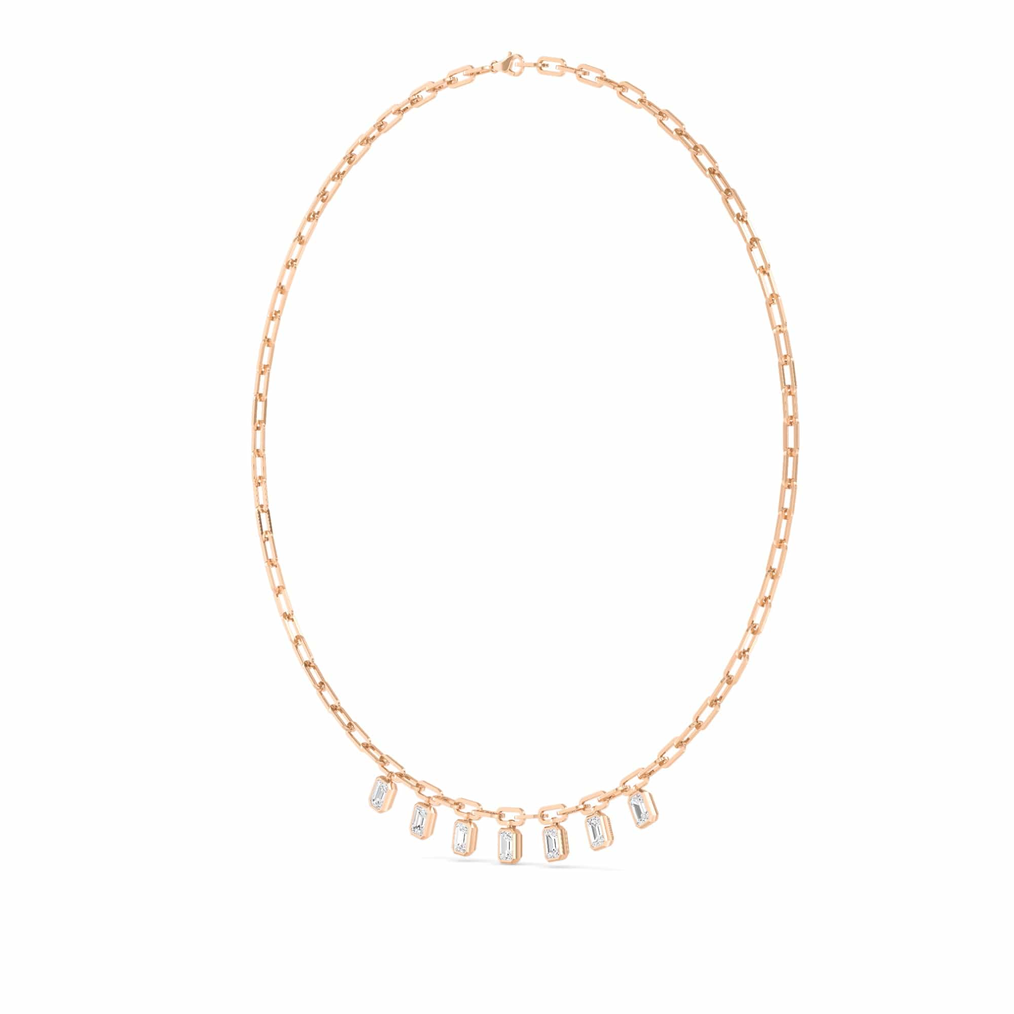 3.50 Carat Emerald Cut Lab Grown Diamond Paper Clip Bezel-Set Necklace - Image 7
