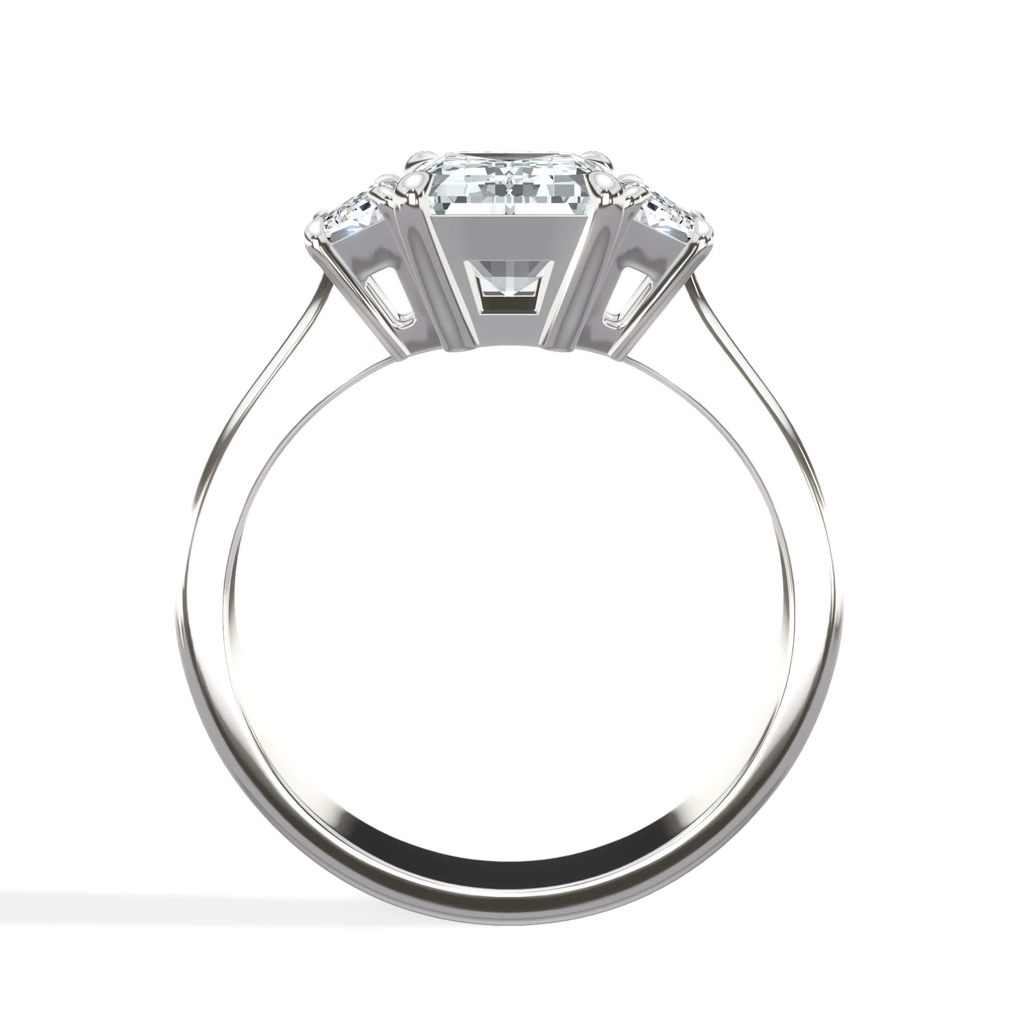 3.55 Carats Lab Grown Emerald Cut with Trapezoid Side Stones Diamond Engagement Ring - Image 3