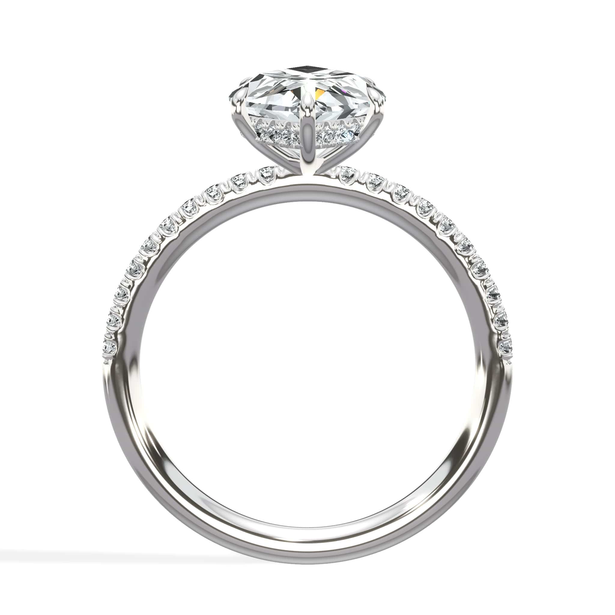 3.50 Carats Lab Grown Marquise Cut Micropaved Side Stones Hidden Halo Diamond Engagement Ring - Image 3