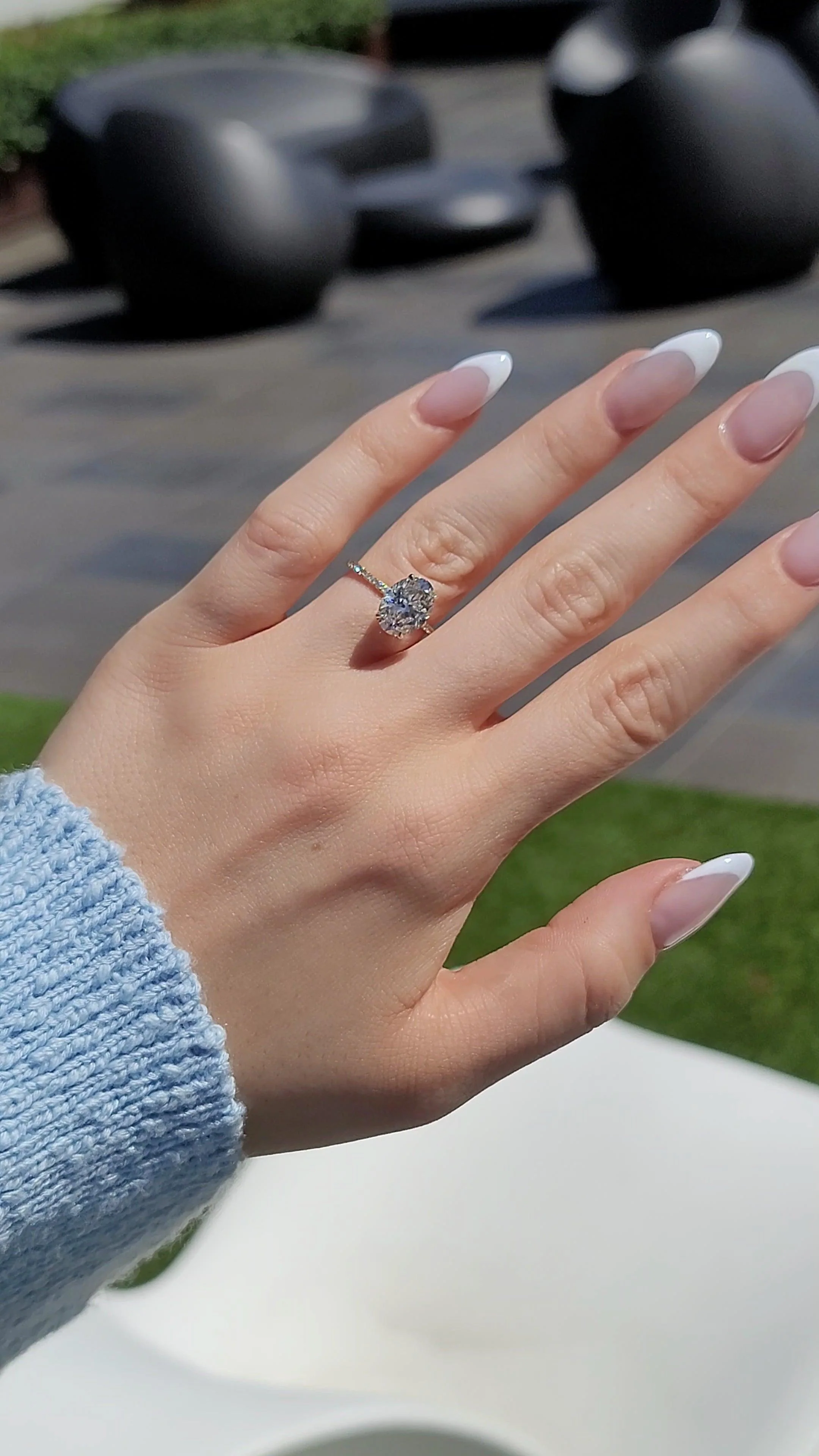 3.50 Carats Lab Grown Oval Cut Micropaved Side Stones Hidden Halo Diamond Engagement Ring Yellow Gold - Image 2