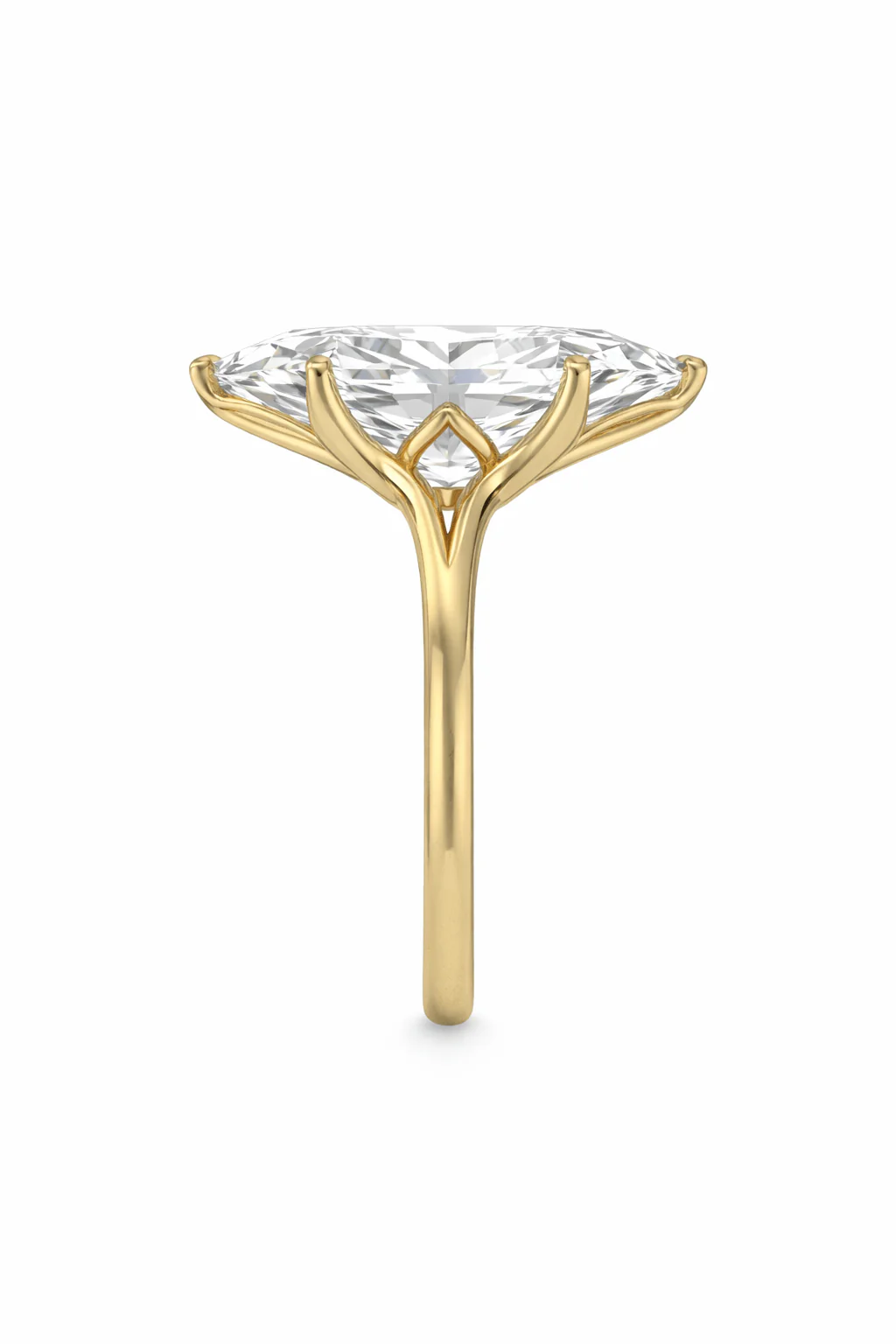 3 Carat Lab Grown Marquise Cut Diamond Split Shank Floral Solitaire Engagement Ring - Image 2