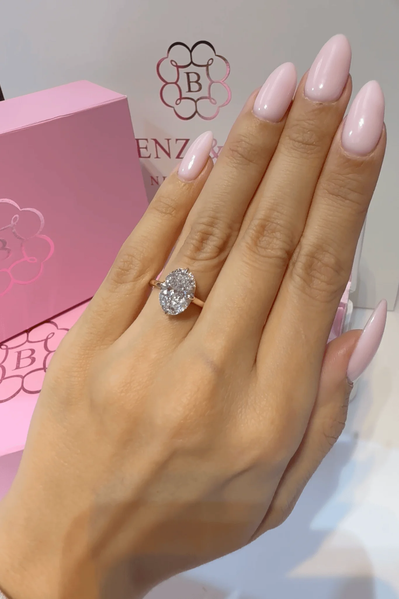 3 Carat Lab Grown Oval Cut Diamond Compass Solitaire Engagement Ring - Image 2