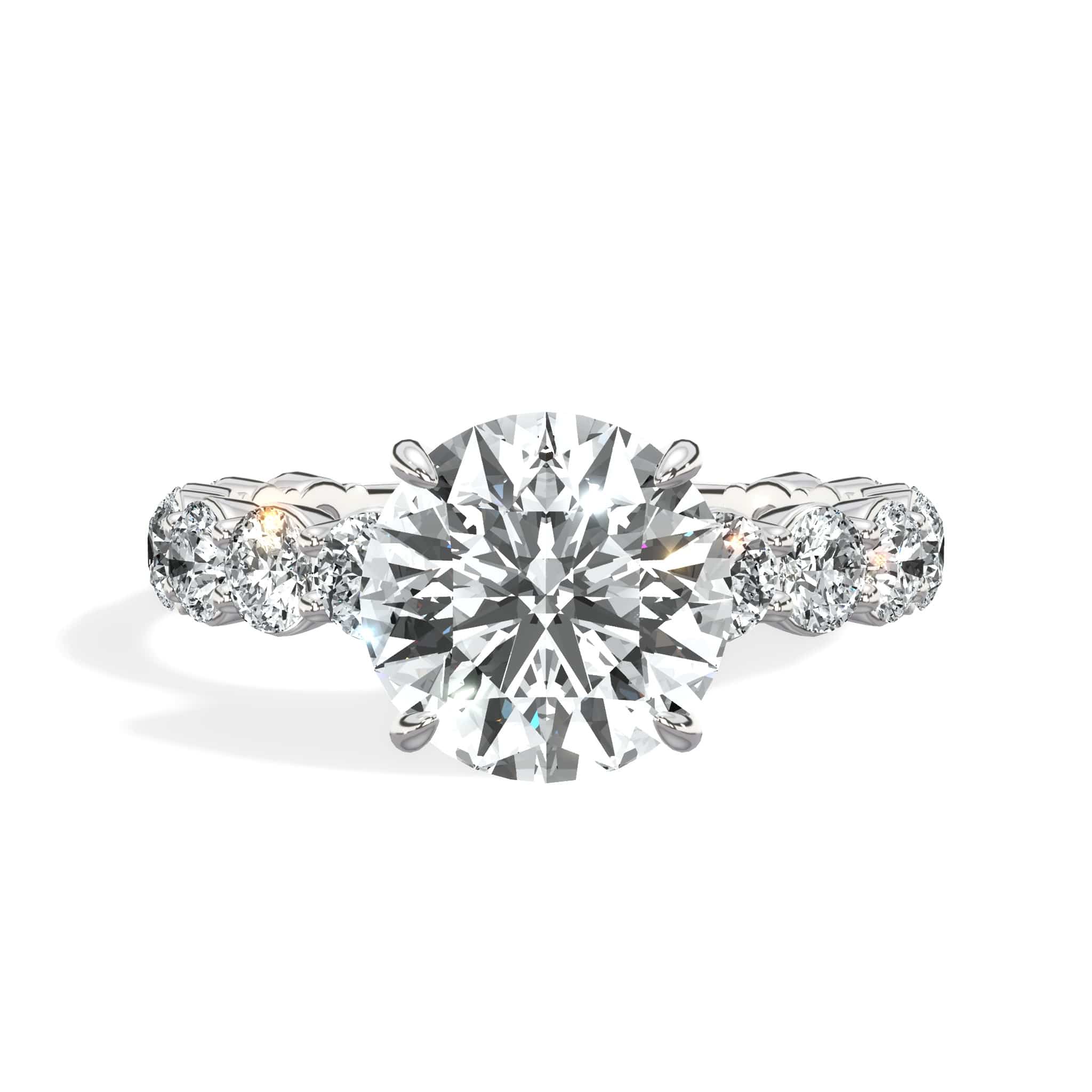 4 Carat Lab Grown Round Diamond Engagement Ring with 3/4 Eternity Band