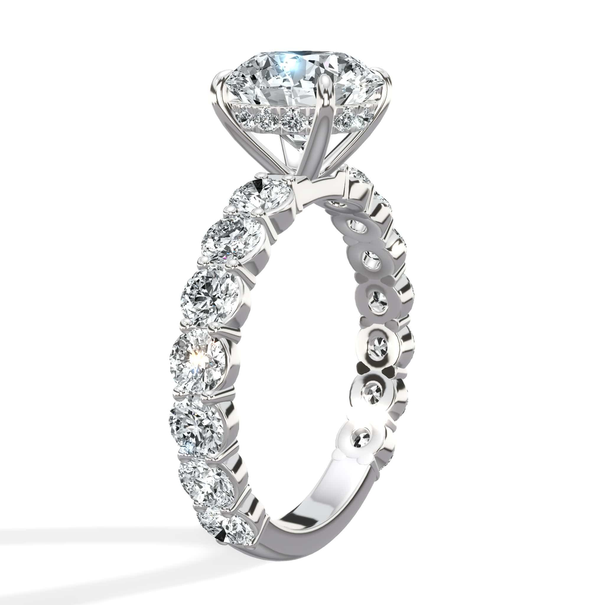4 Carat Lab Grown Round Diamond Engagement Ring with 3/4 Eternity Band - Image 3