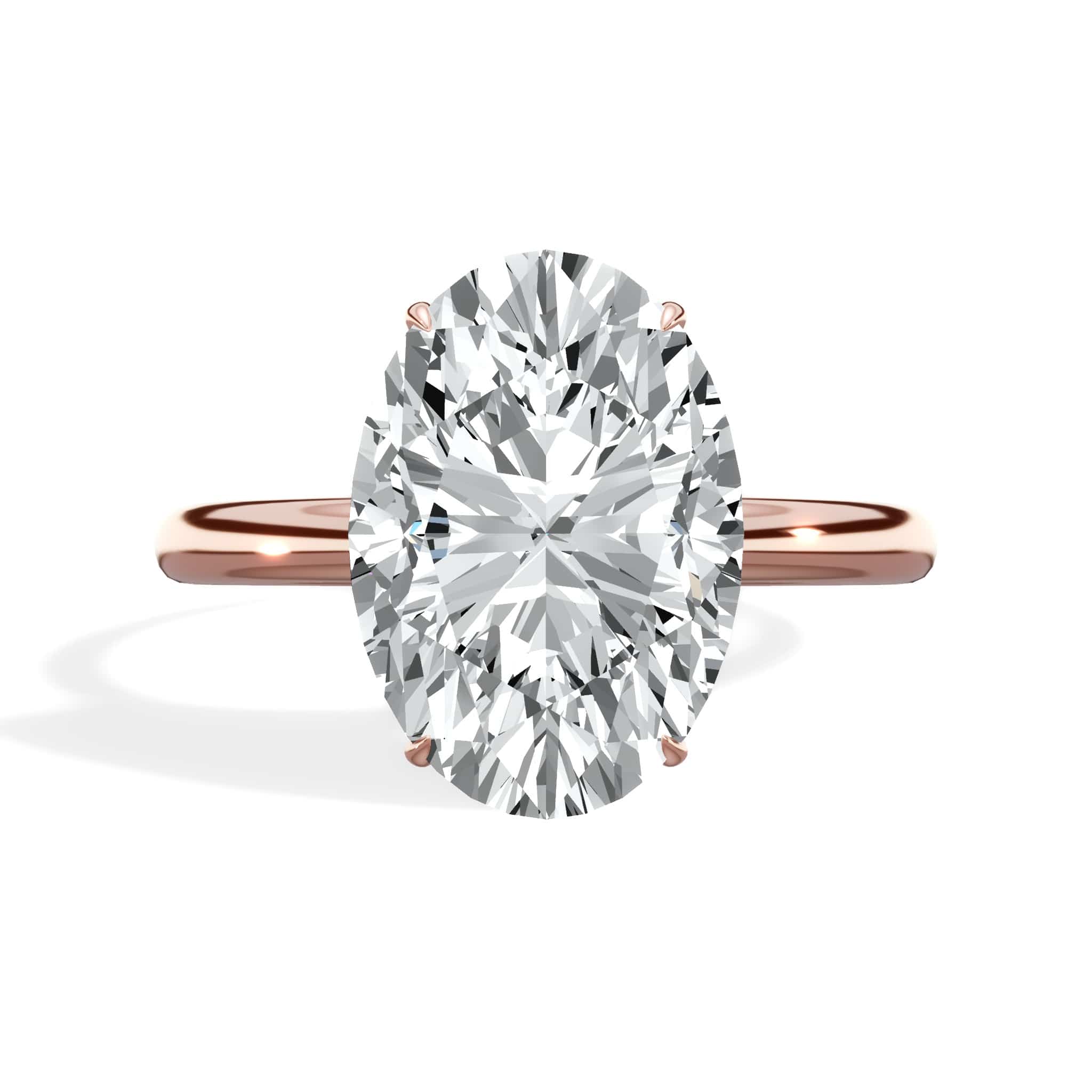 4.20 Carats Lab Grown Oval Cut Solitaire Hidden Halo Diamond Engagement Ring