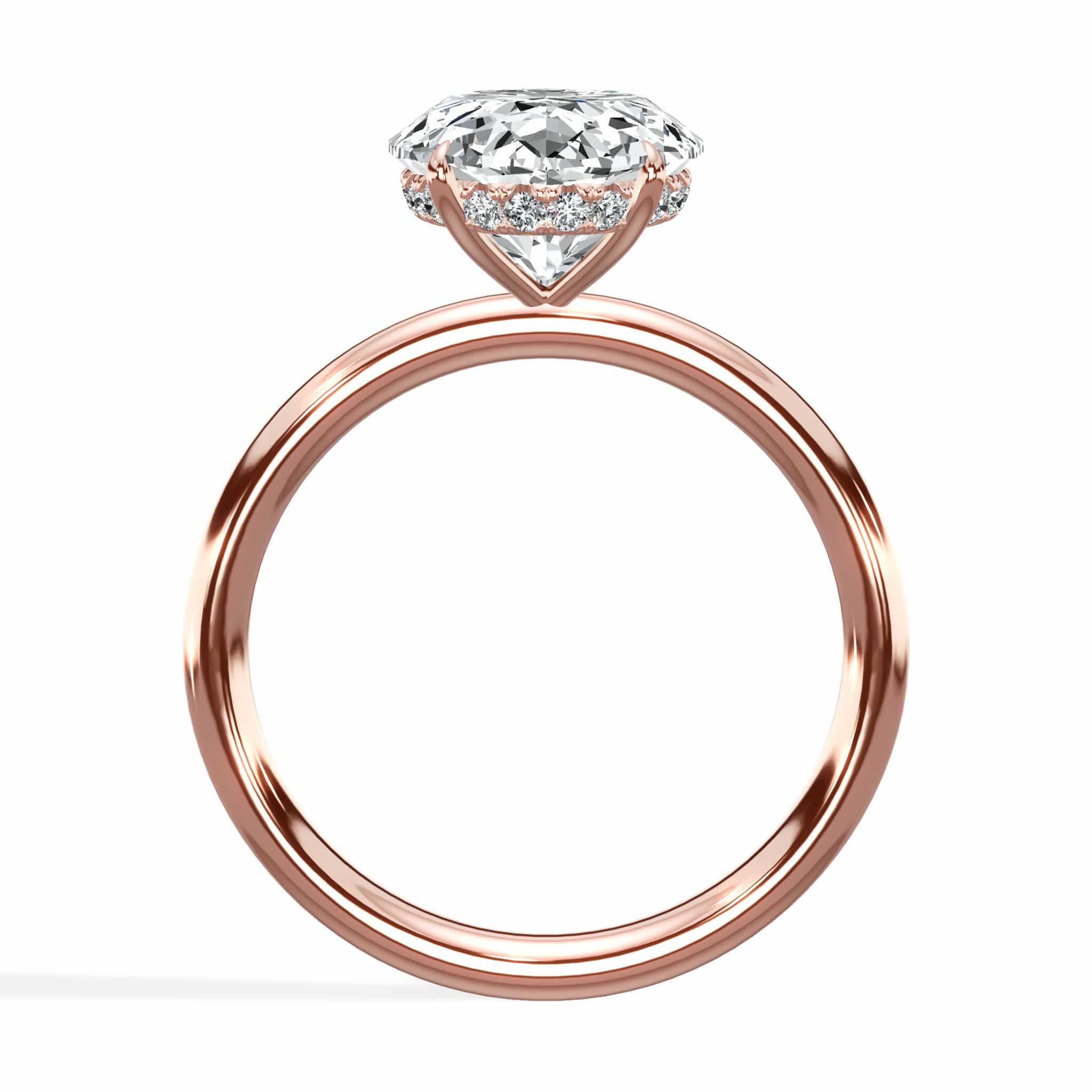 4.20 Carats Lab Grown Oval Cut Solitaire Hidden Halo Diamond Engagement Ring - Image 2