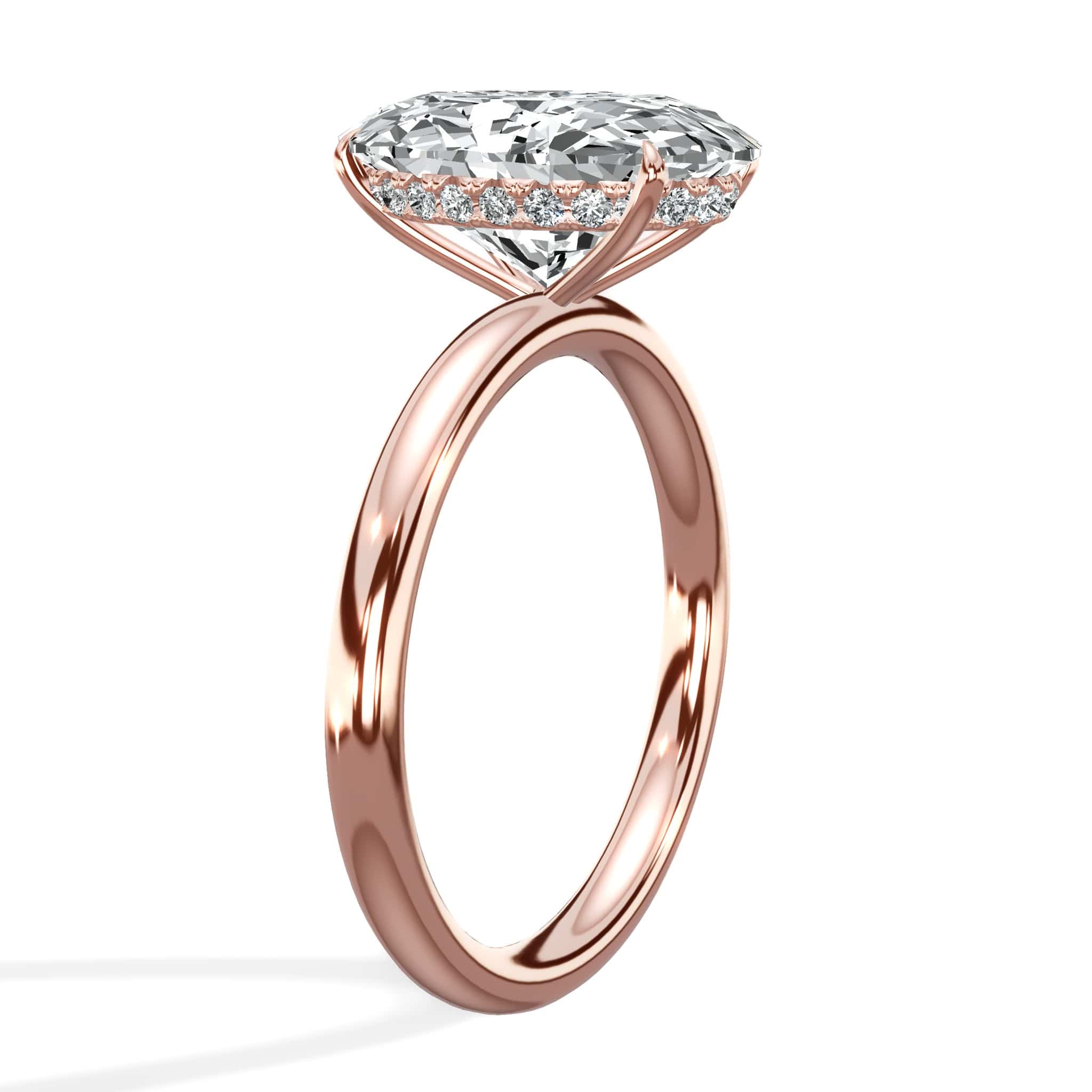 4.20 Carats Lab Grown Oval Cut Solitaire Hidden Halo Diamond Engagement Ring - Image 3