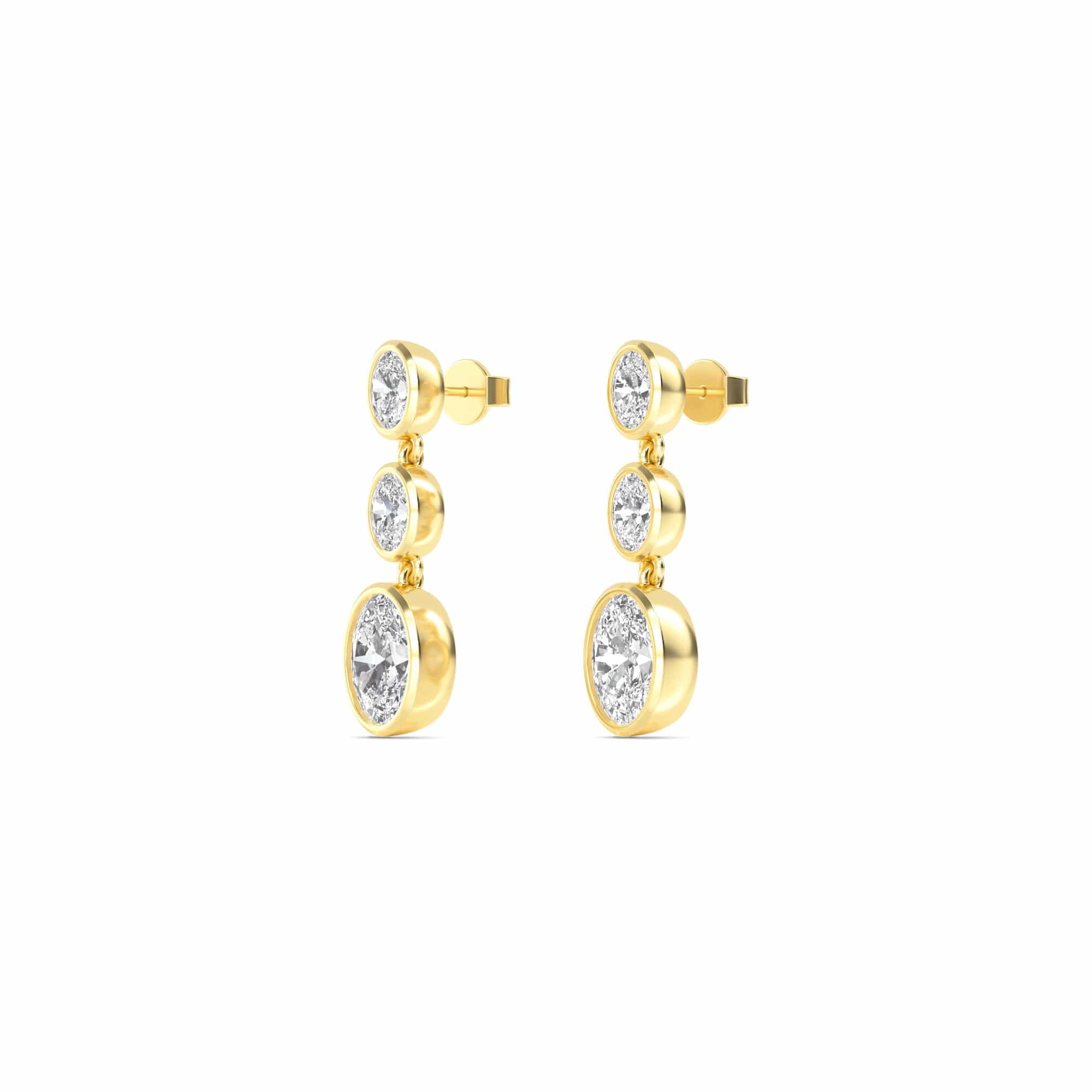 4.50 Carat Oval Cut Bezel Set Lab Grown Diamond Drop Earrings - Image 3