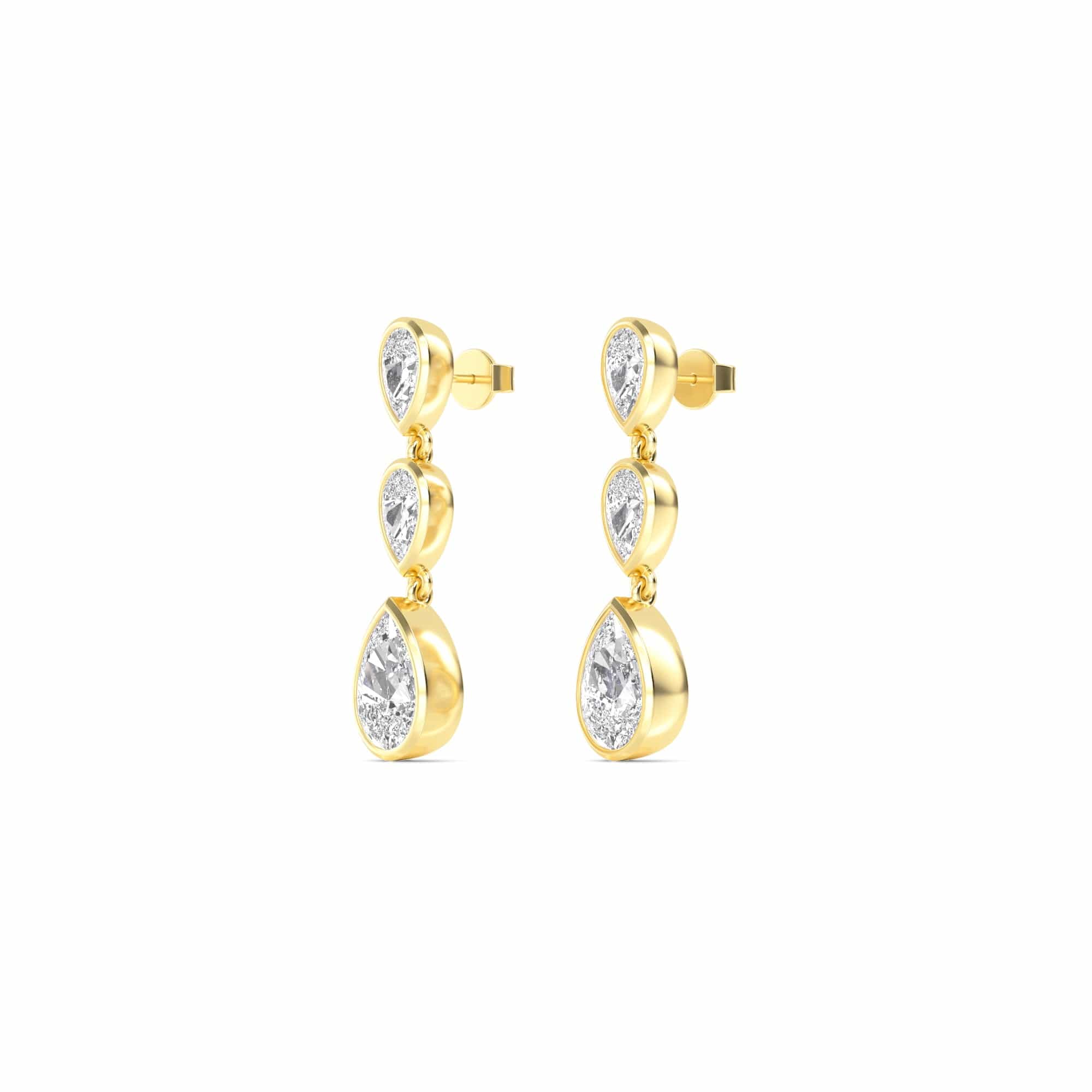 4.50 Carat Pear Shaped Bezel Set Lab Grown Diamond Drop Earrings - Image 3