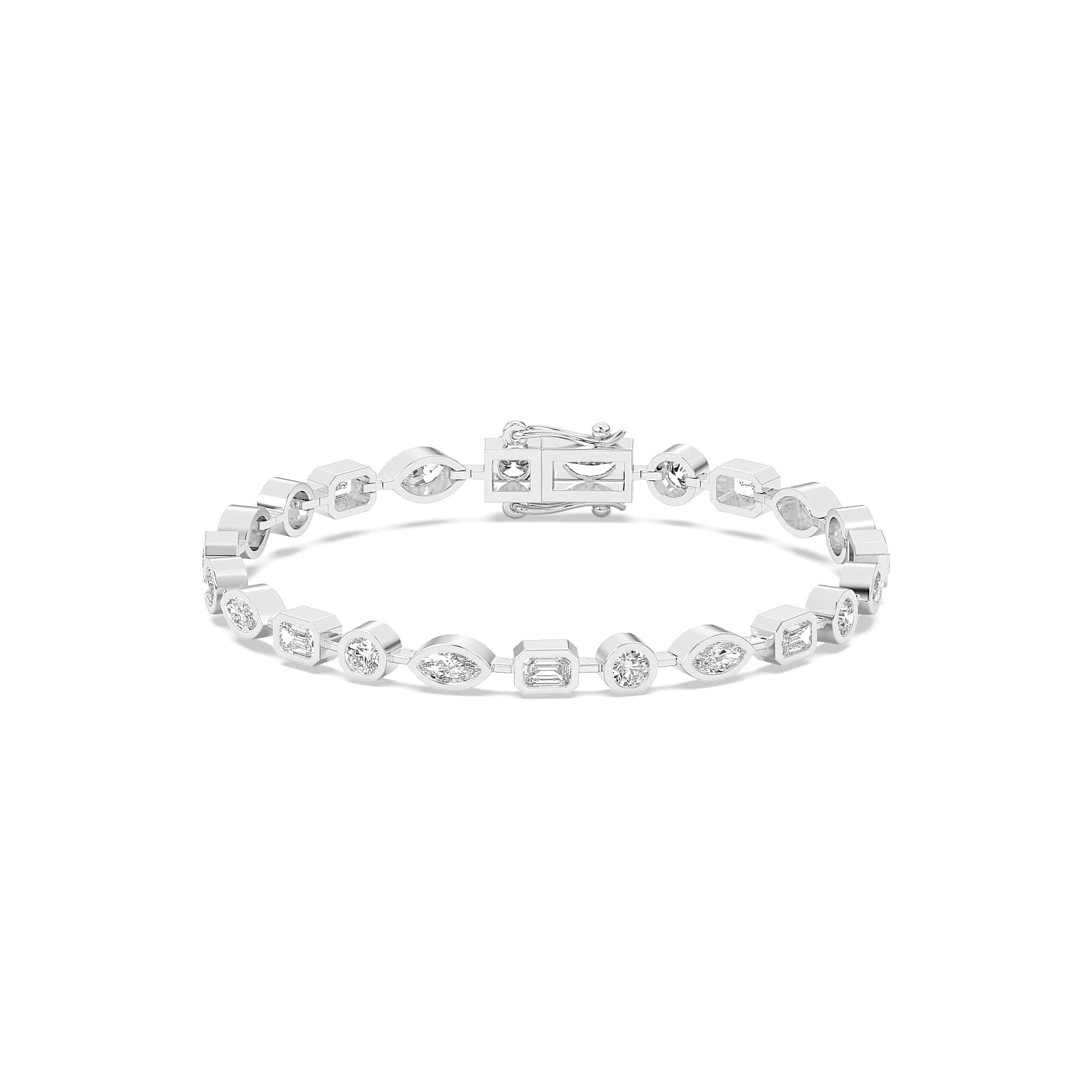 4.72ct ct Multi-Shape Diamond Bezel Tennis Bracelet - Image 10