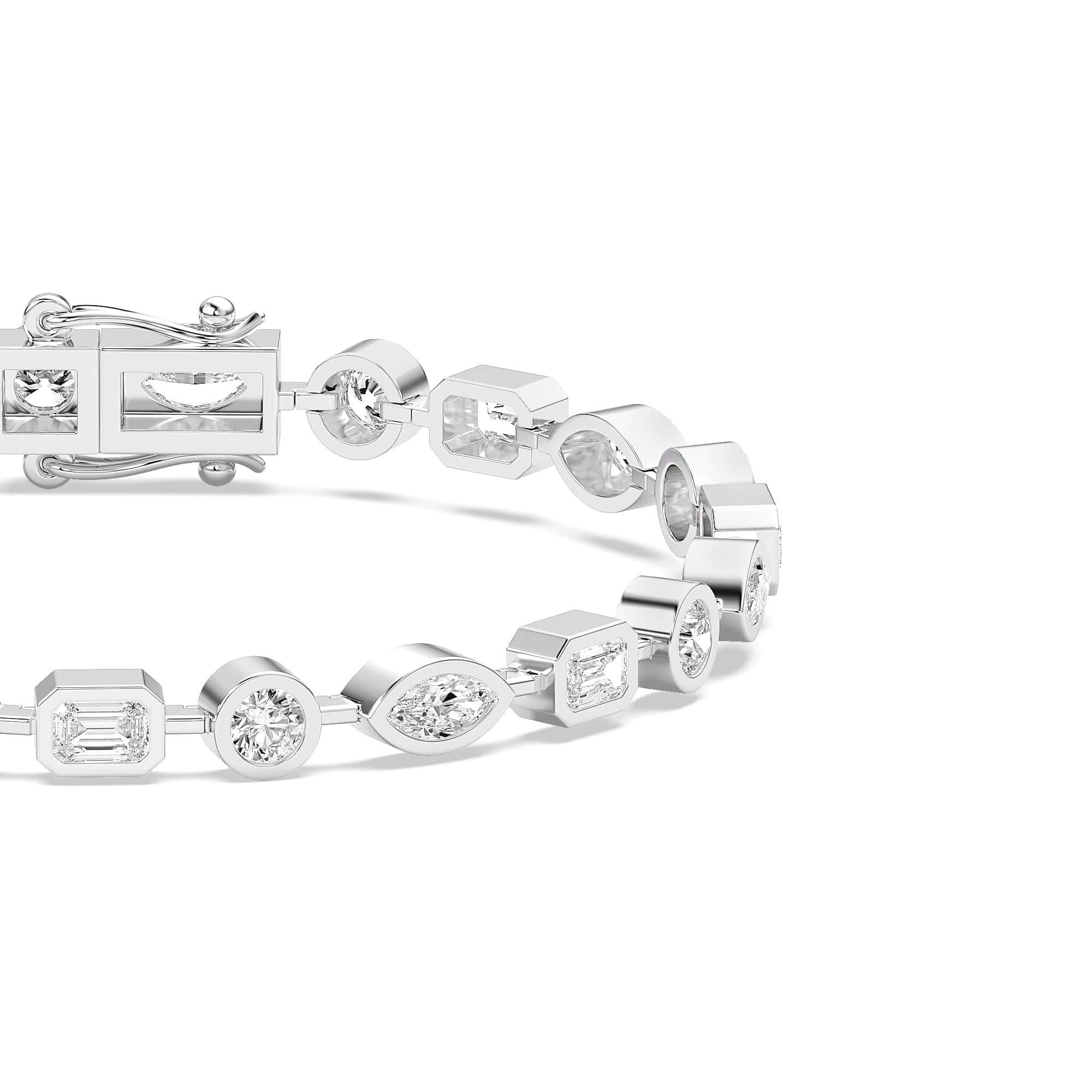 4.72ct ct Multi-Shape Diamond Bezel Tennis Bracelet - Image 11