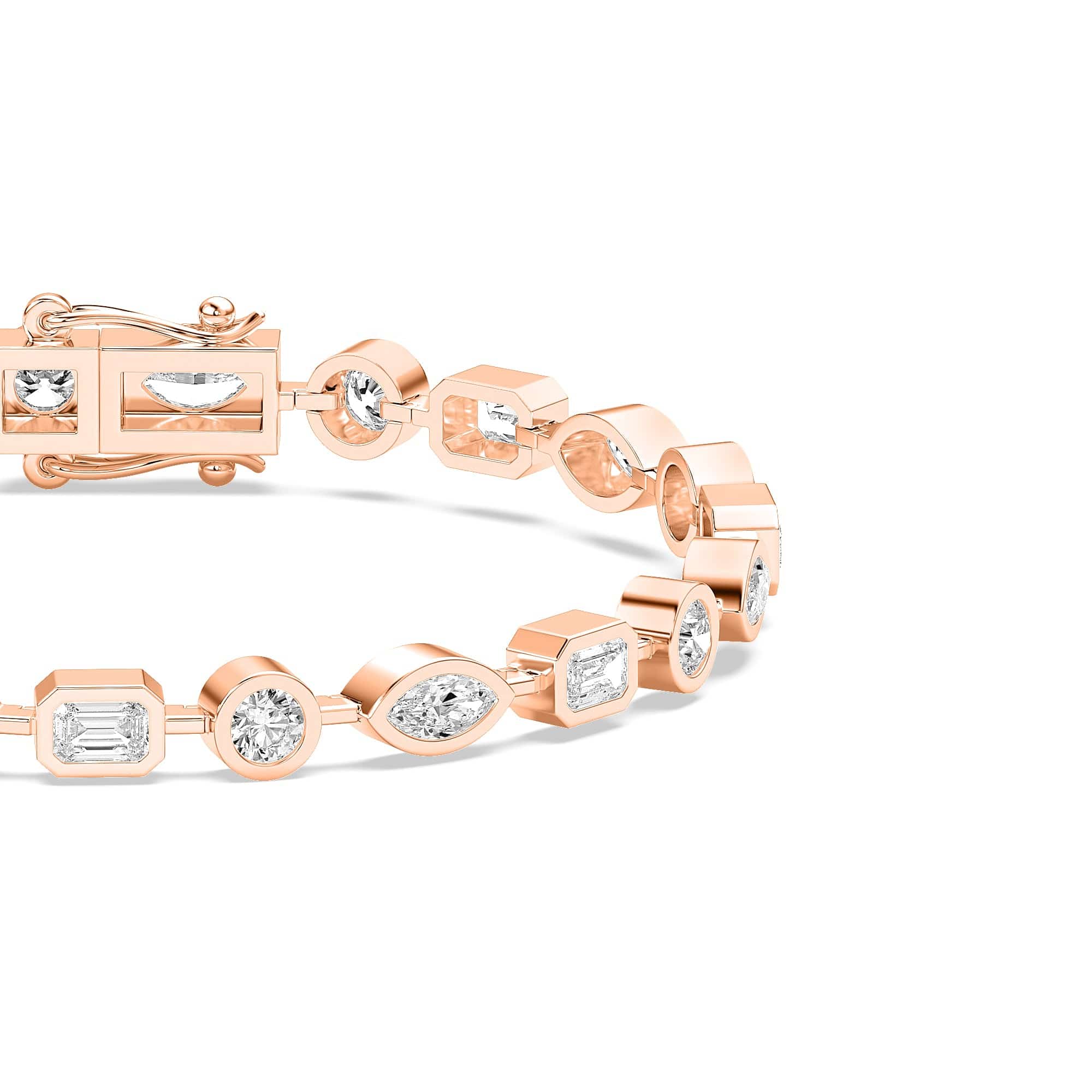 4.72ct ct Multi-Shape Diamond Bezel Tennis Bracelet - Image 7