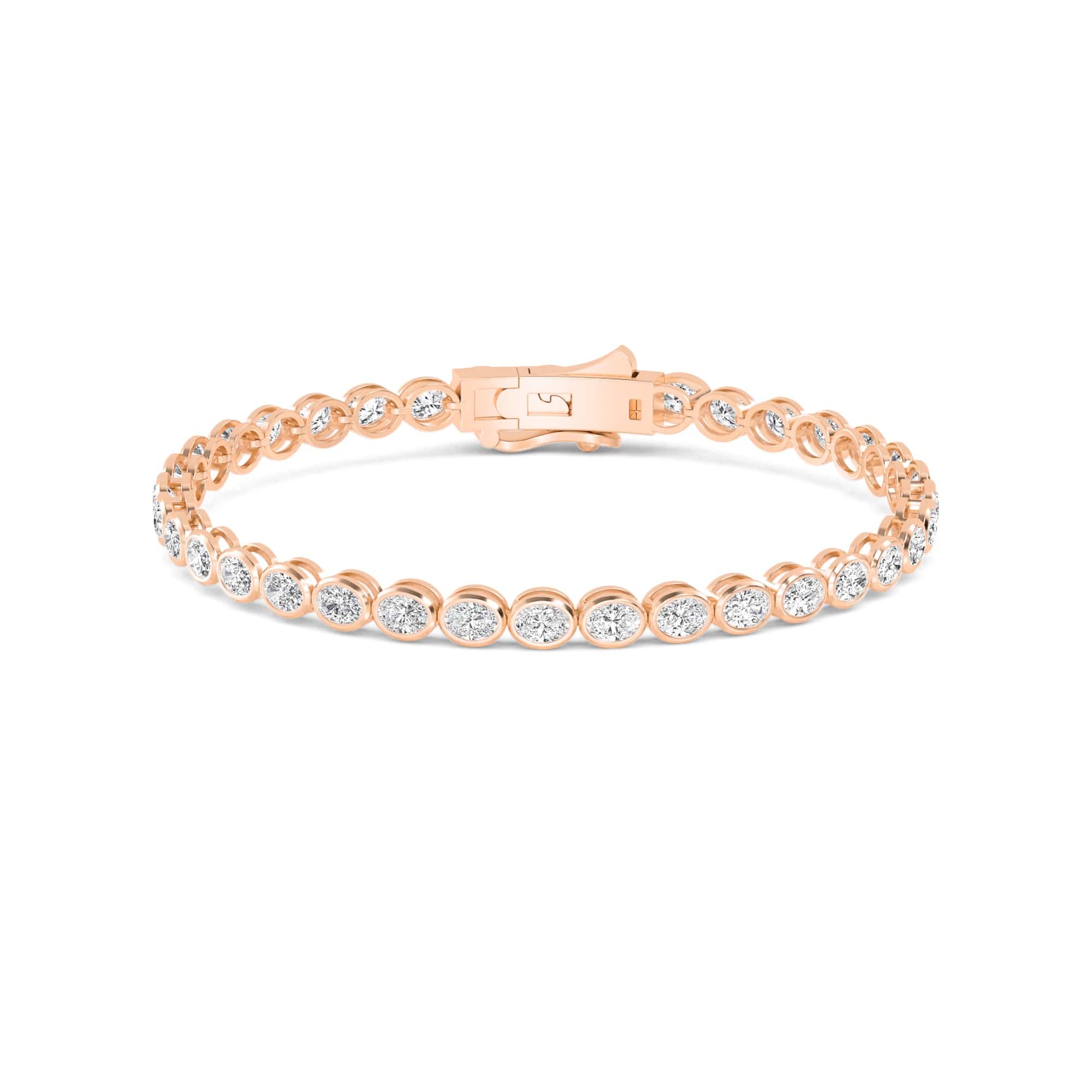 4 Carat Oval Lab Grown Diamond East-West Bezel Tennis Bracelet - Image 11