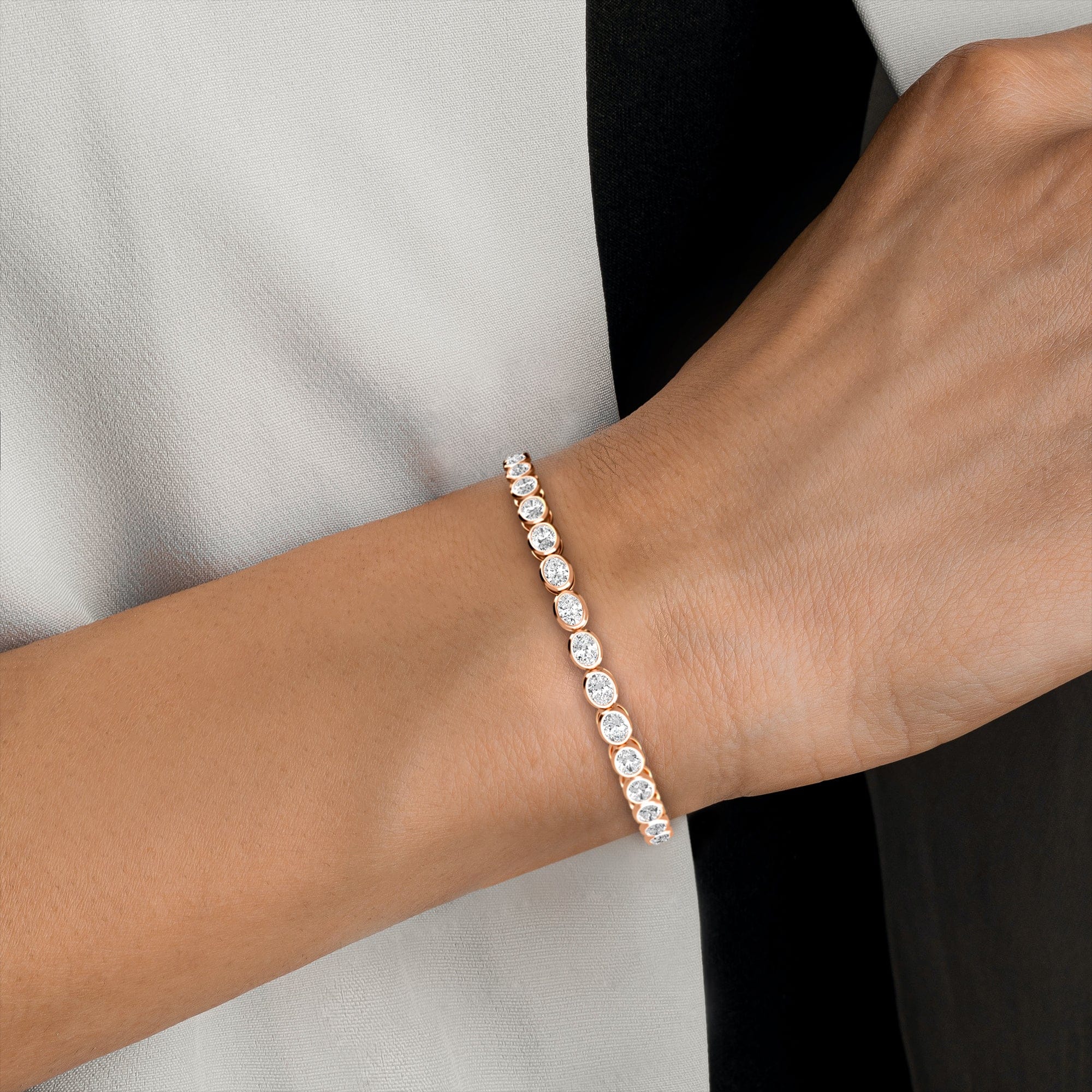 4 Carat Oval Lab Grown Diamond East-West Bezel Tennis Bracelet - Image 15