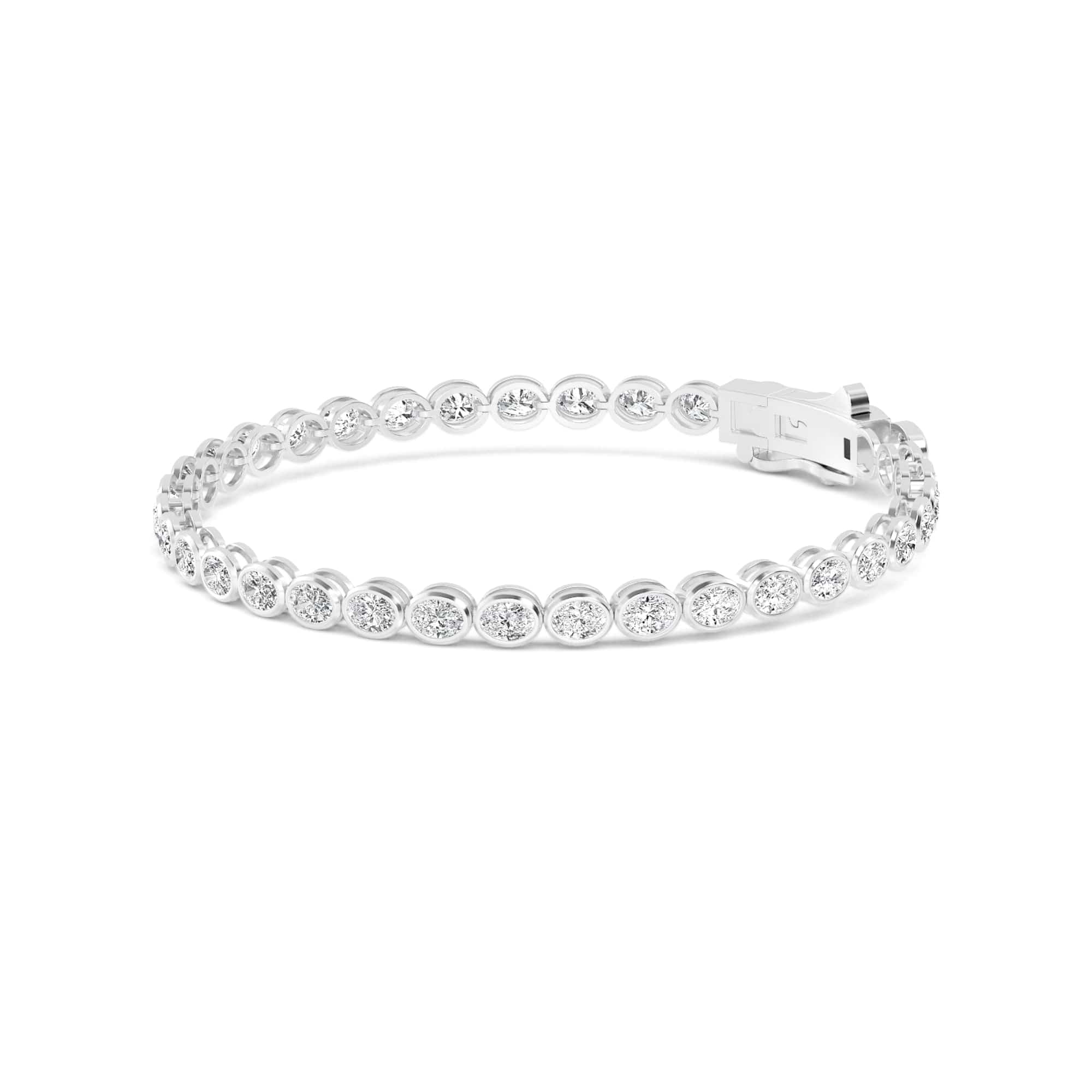 4 Carat Oval Lab Grown Diamond East-West Bezel Tennis Bracelet - Image 16