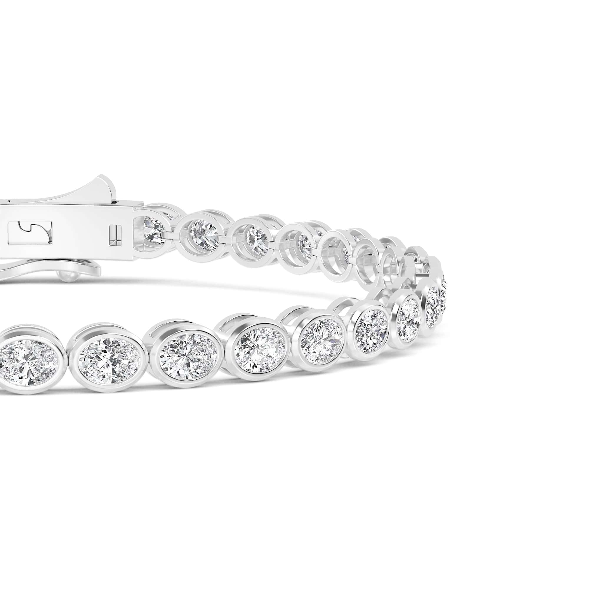 4 Carat Oval Lab Grown Diamond East-West Bezel Tennis Bracelet - Image 18