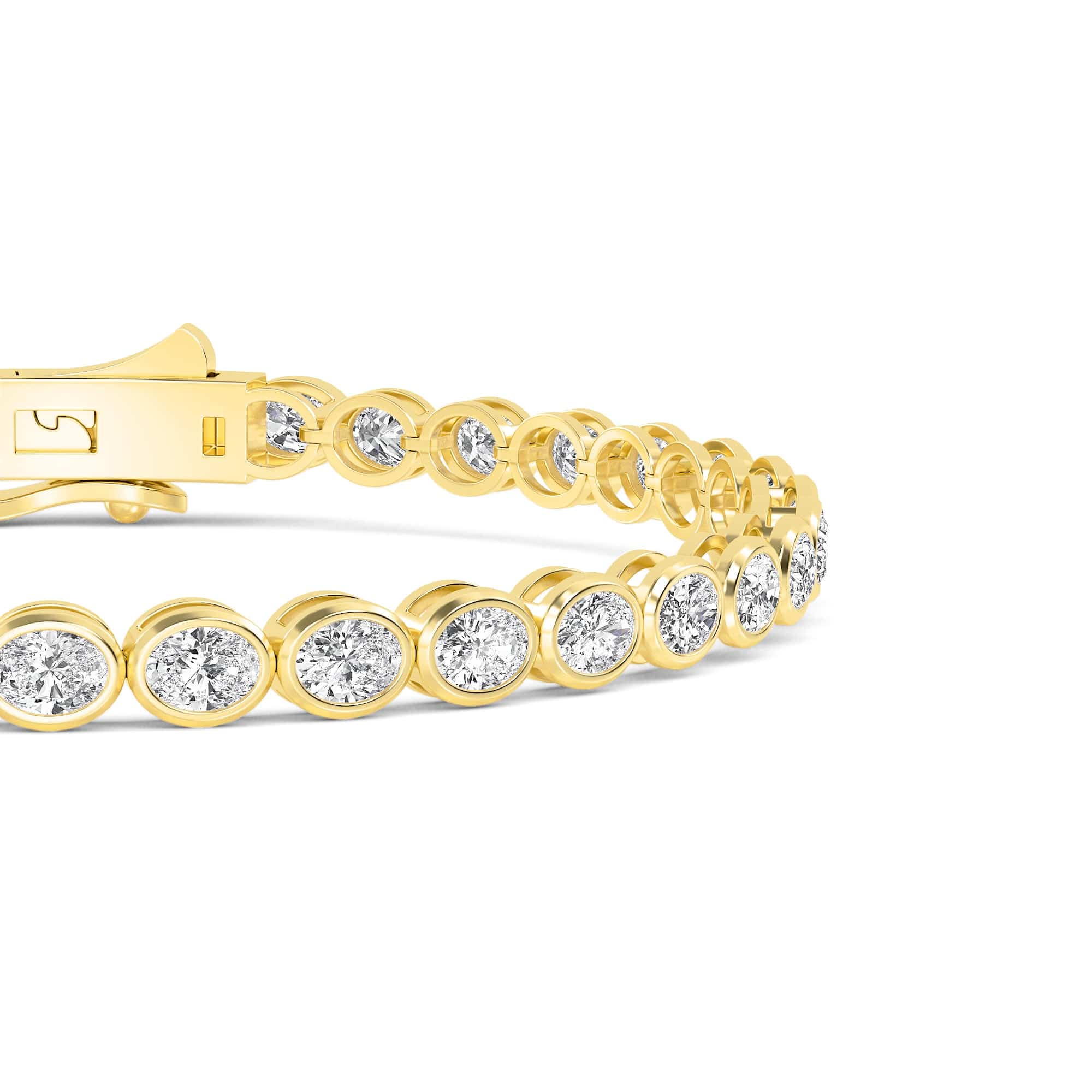4 Carat Oval Lab Grown Diamond East-West Bezel Tennis Bracelet - Image 3