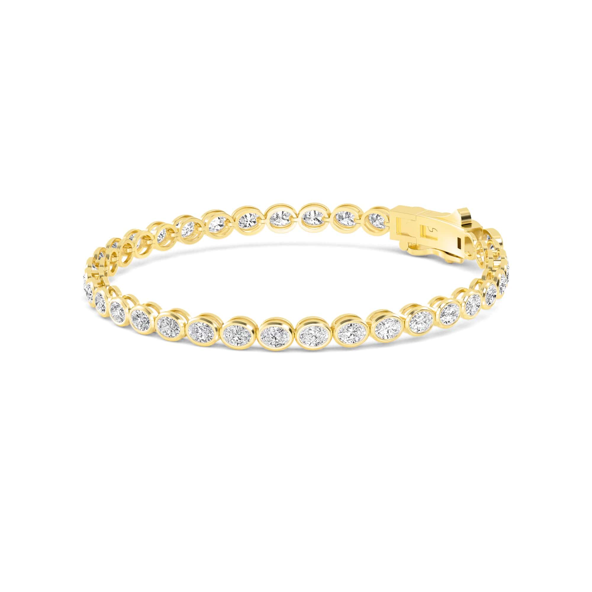 4 Carat Oval Lab Grown Diamond East-West Bezel Tennis Bracelet - Image 6