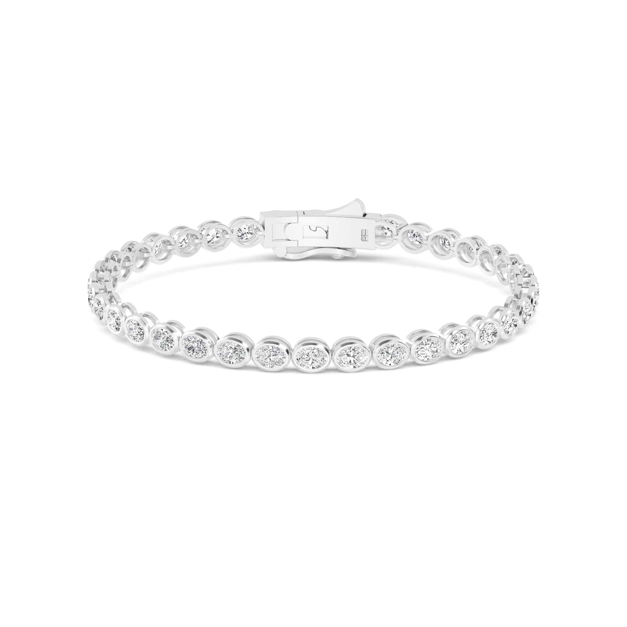 4 Carat Oval Lab Grown Diamond East-West Bezel Tennis Bracelet - Image 7