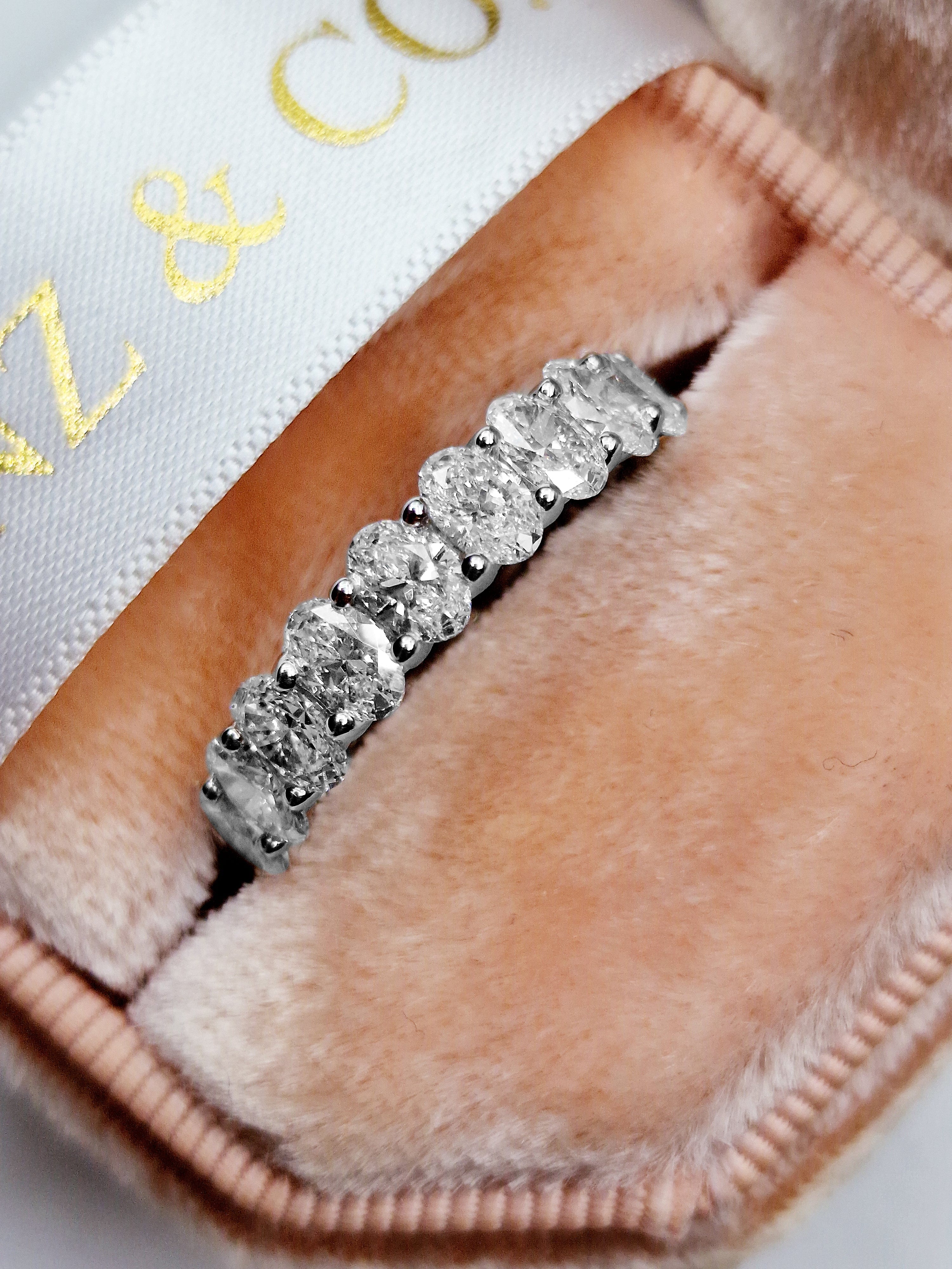 4 ct Oval Cut Lab Grown Diamond U-Shape Eternity Band - Image 10