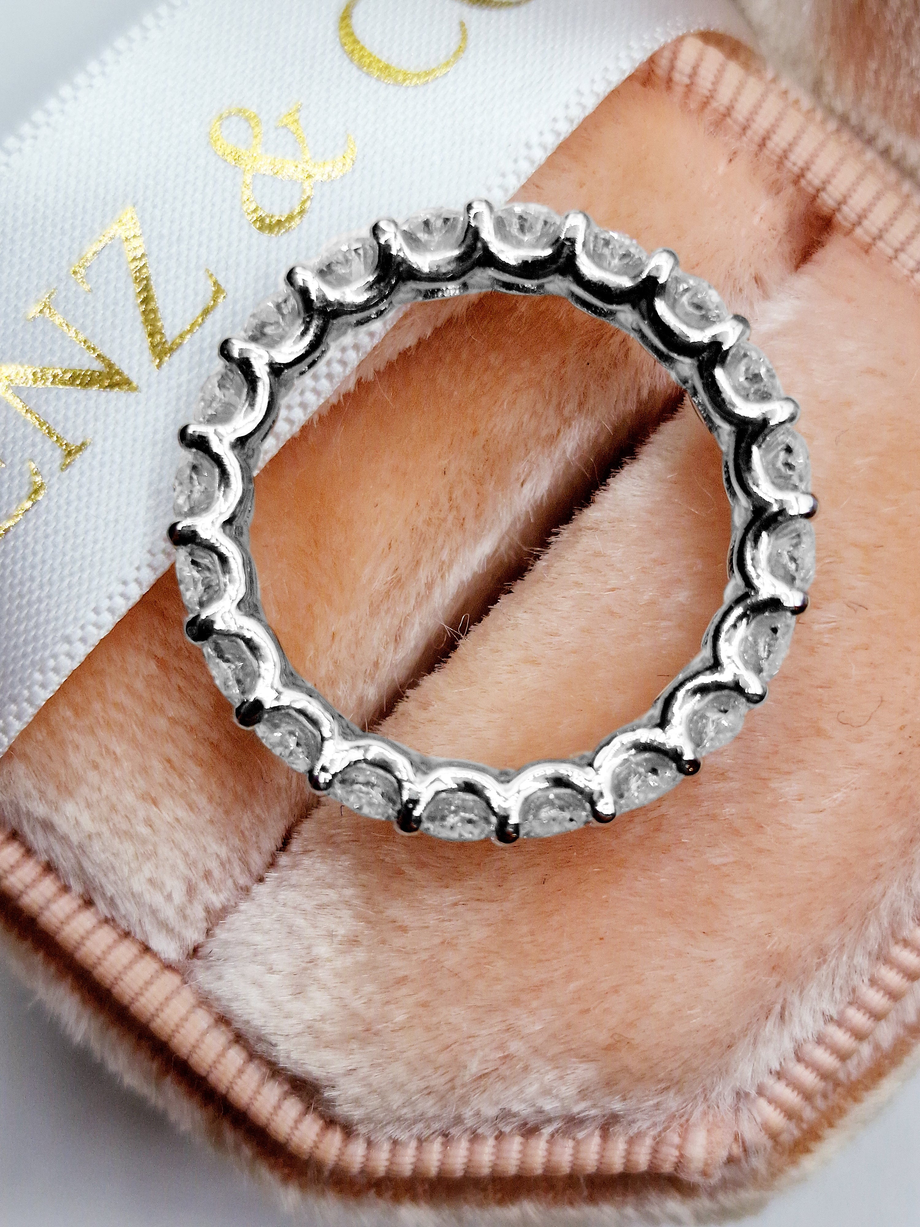 4 ct Oval Cut Lab Grown Diamond U-Shape Eternity Band - Image 11