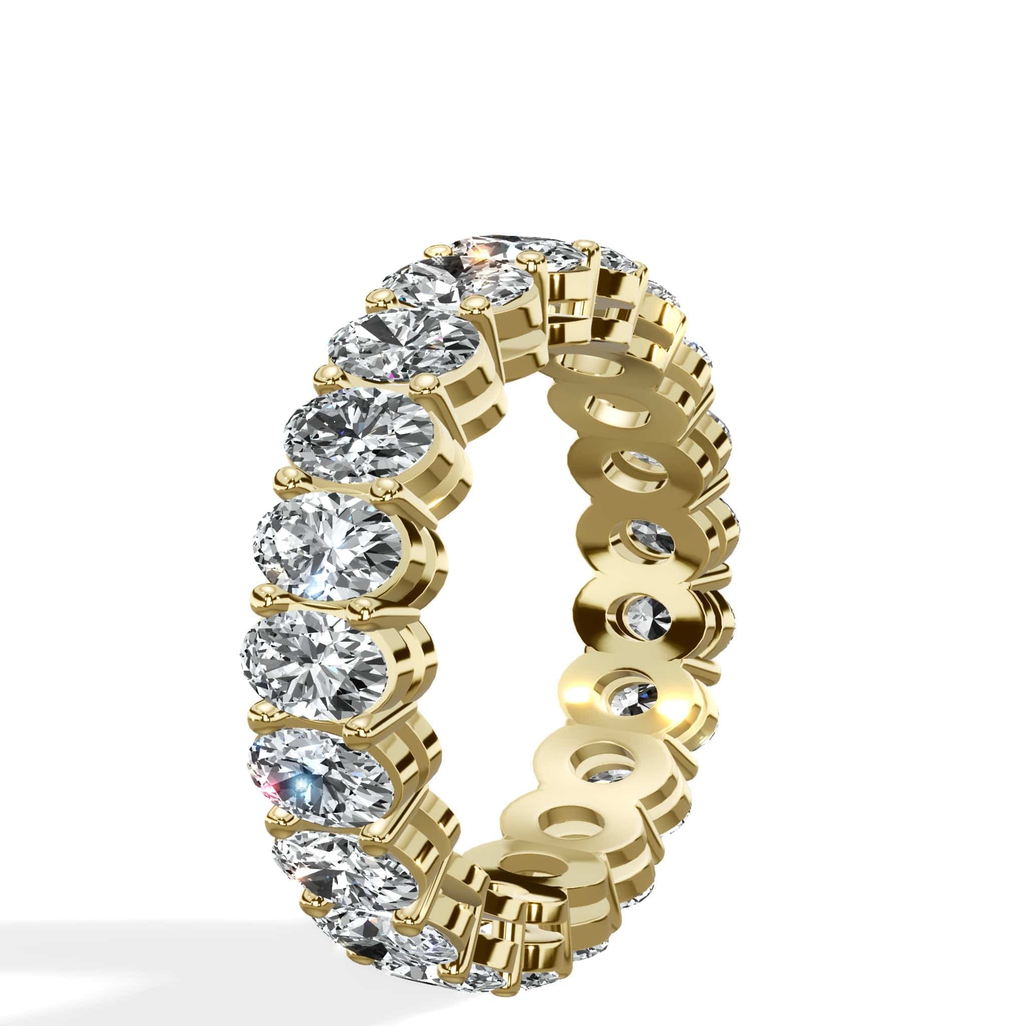 4 ct Oval Cut Natural Diamond Eternity Band - Low-Set In Yellow gold - Size 5.5 - Image 4