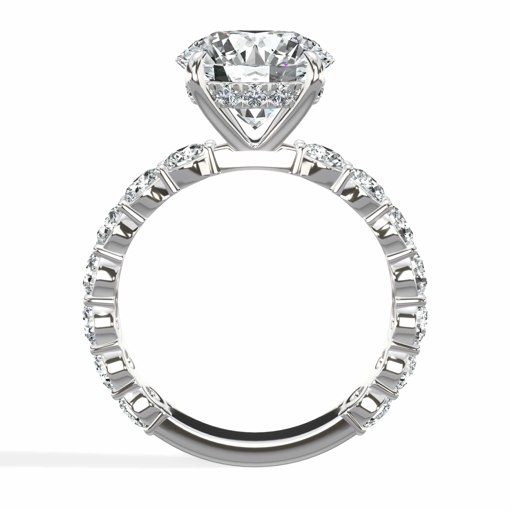 5 Carat Lab-Grown Round Diamond Engagement Ring with 3/4 Eternity Band 14K White Gold - Image 2