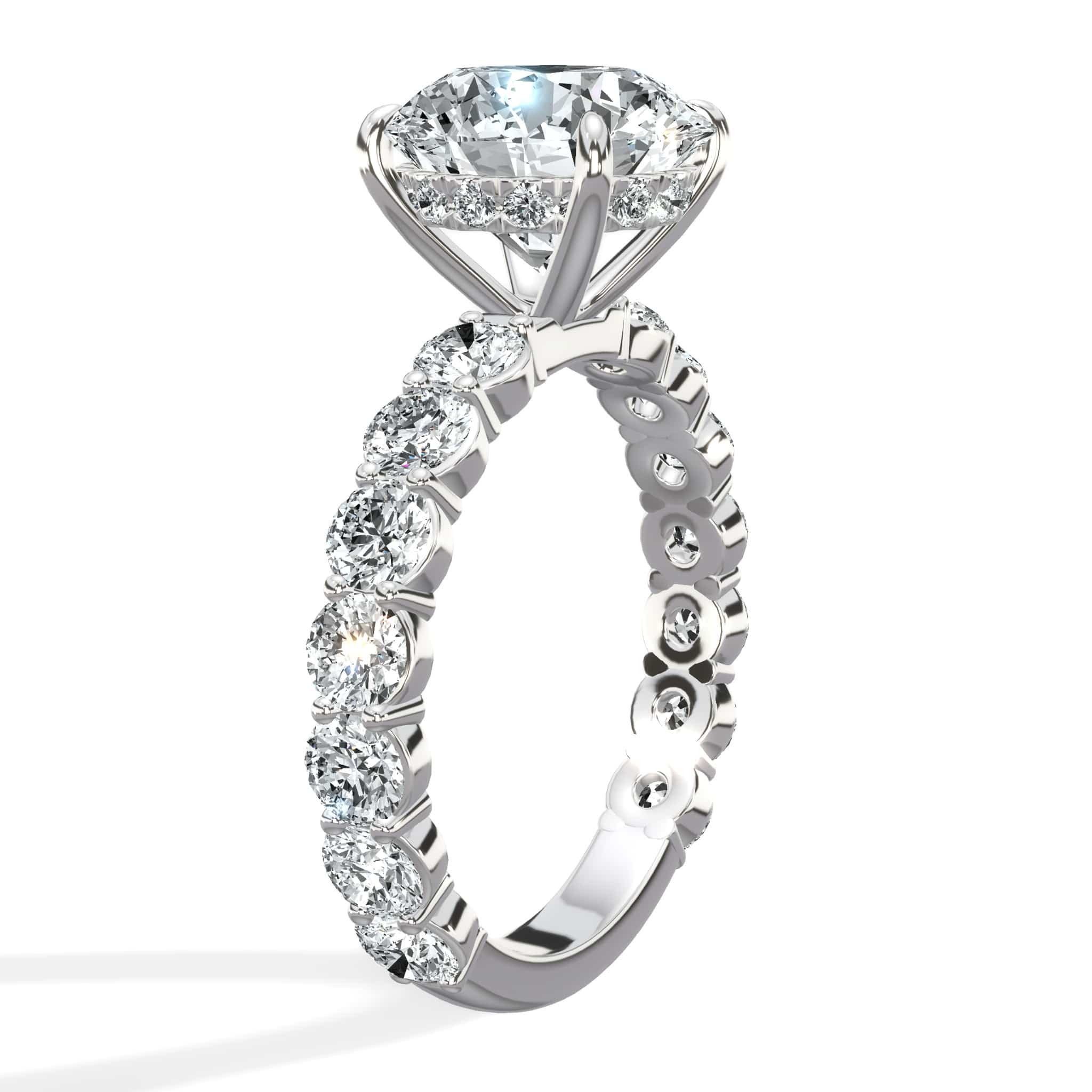 5 Carat Lab-Grown Round Diamond Engagement Ring with 3/4 Eternity Band 14K White Gold - Image 3
