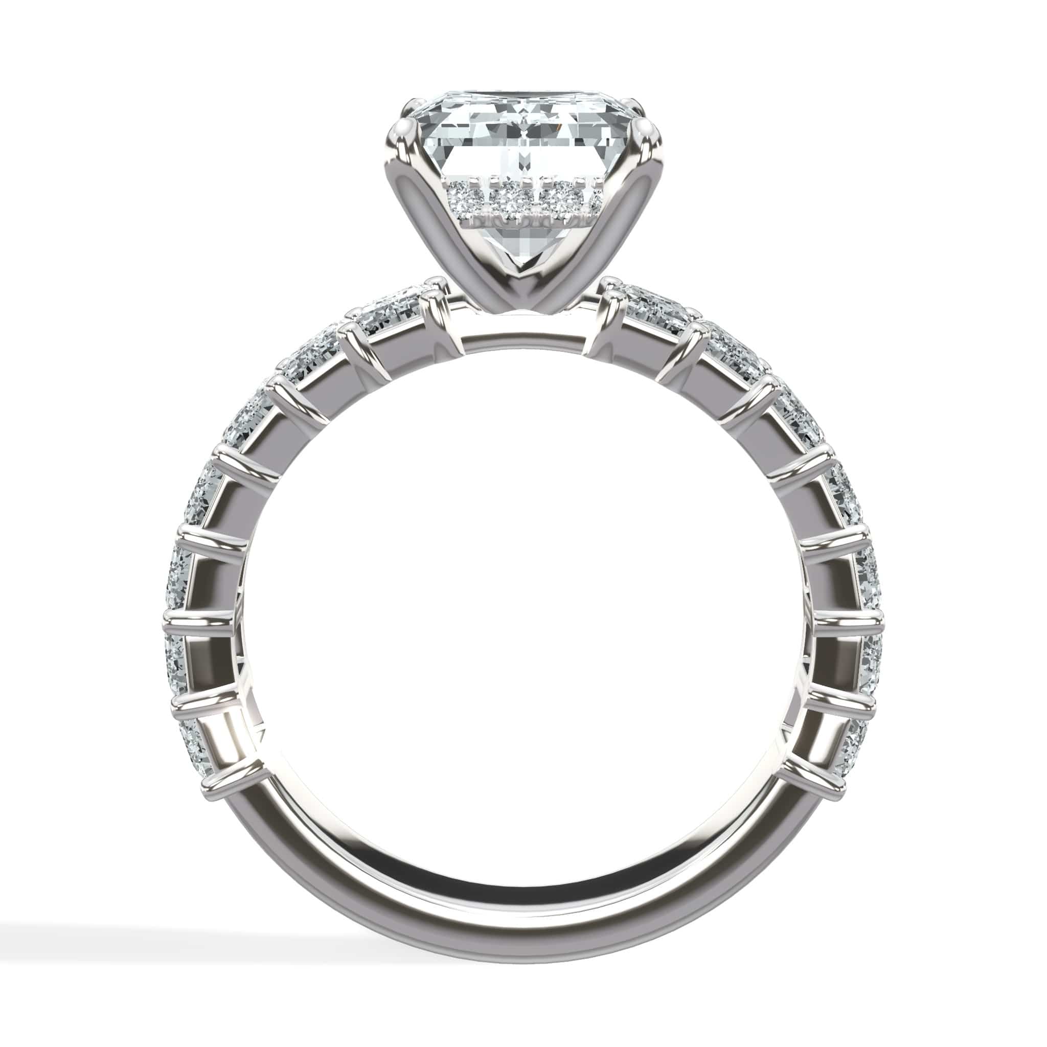 5 Carat Lab-Grown Emerald Cut Diamond Engagement Ring with 3/4 Eternity Band 14K White Gold - Image 2