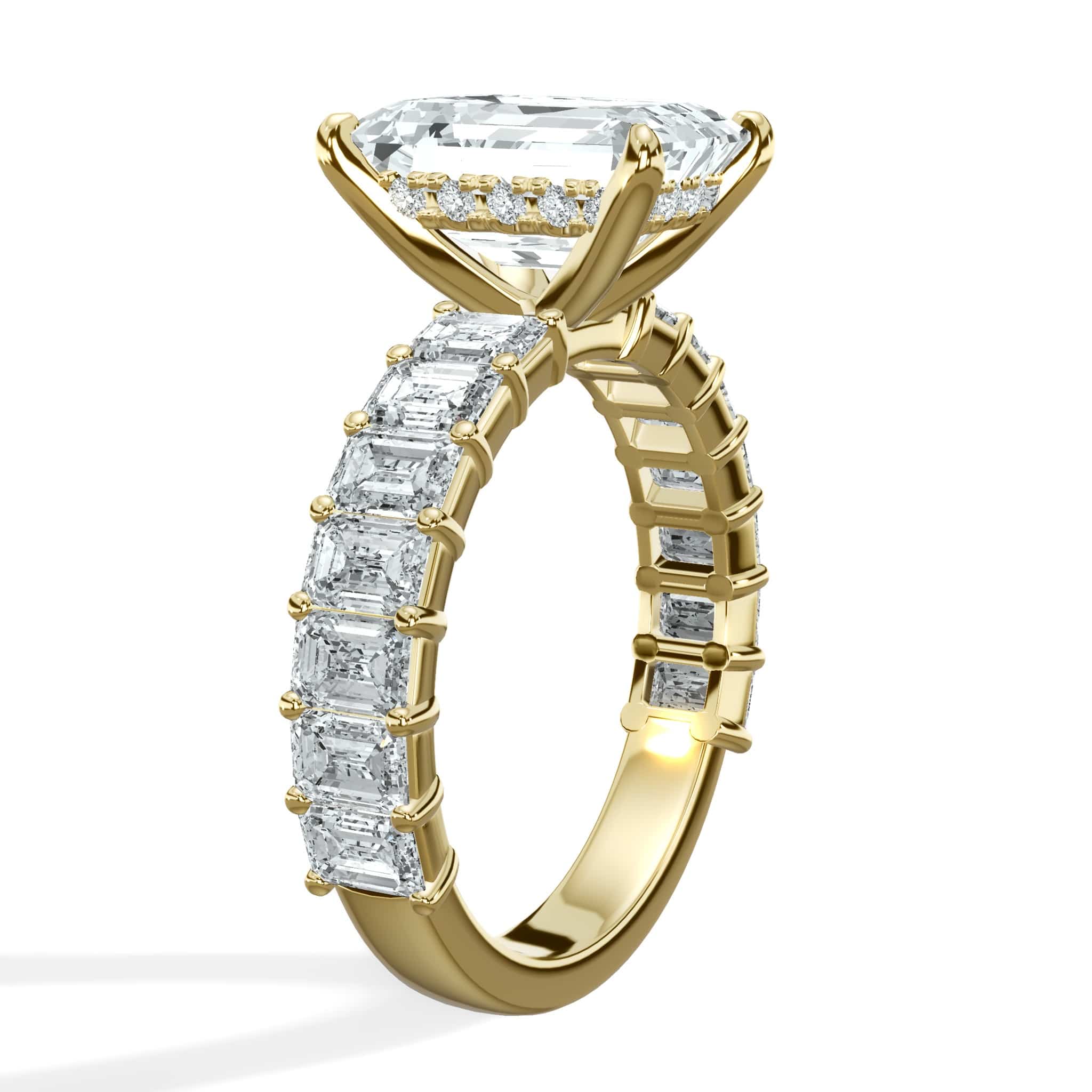 5 Carat Lab-Grown Emerald Cut Diamond Engagement Ring with 3/4 Eternity Band 14K Yellow Gold - Image 3