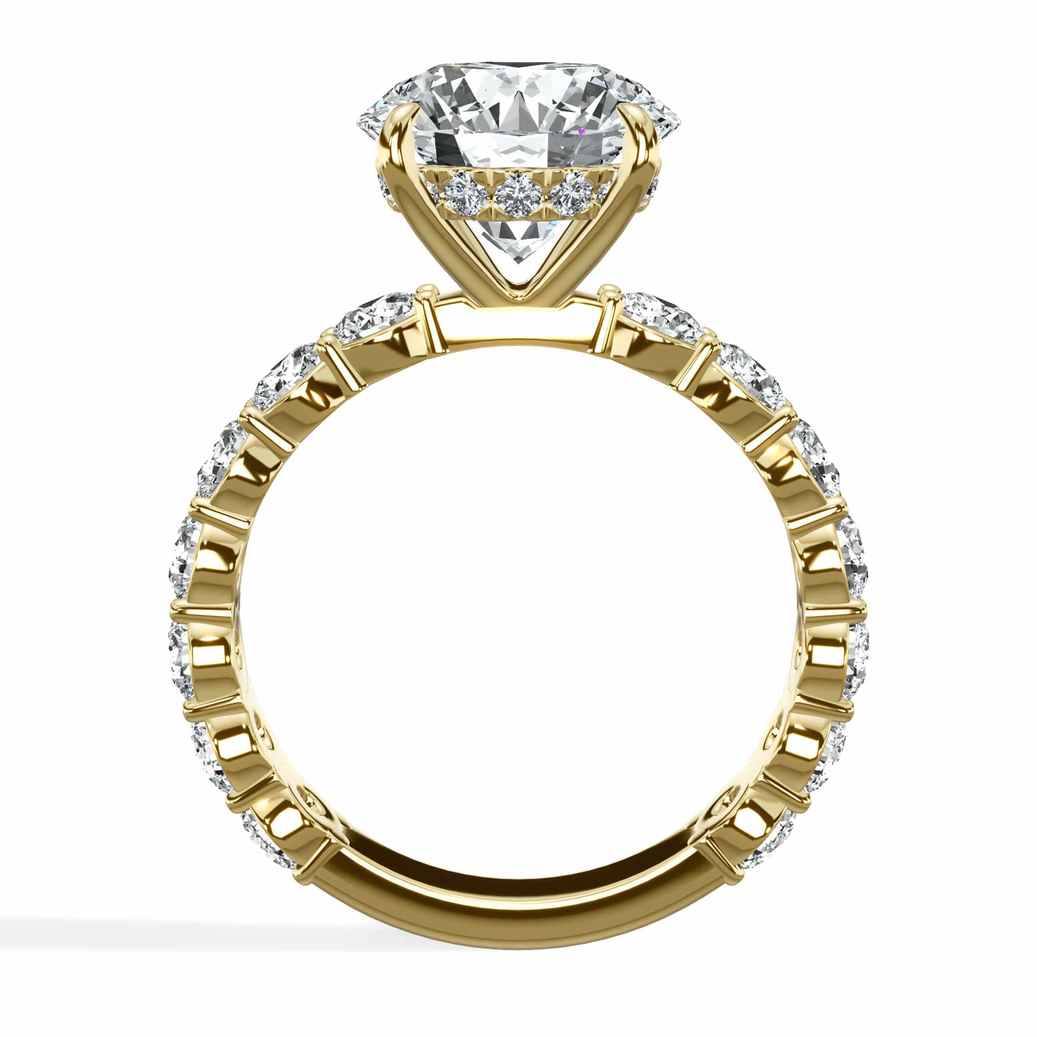 5 Carat Lab-Grown Round Diamond Engagement Ring with 3/4 Eternity Band 14K Yellow Gold - Image 2