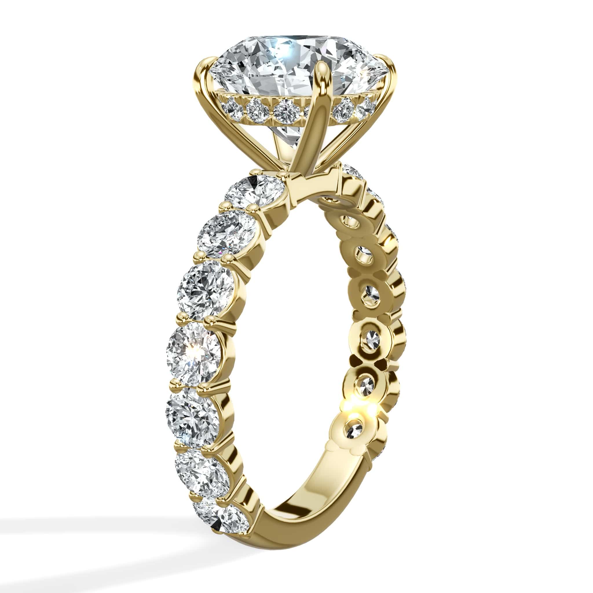5 Carat Lab-Grown Round Diamond Engagement Ring with 3/4 Eternity Band 14K Yellow Gold - Image 3