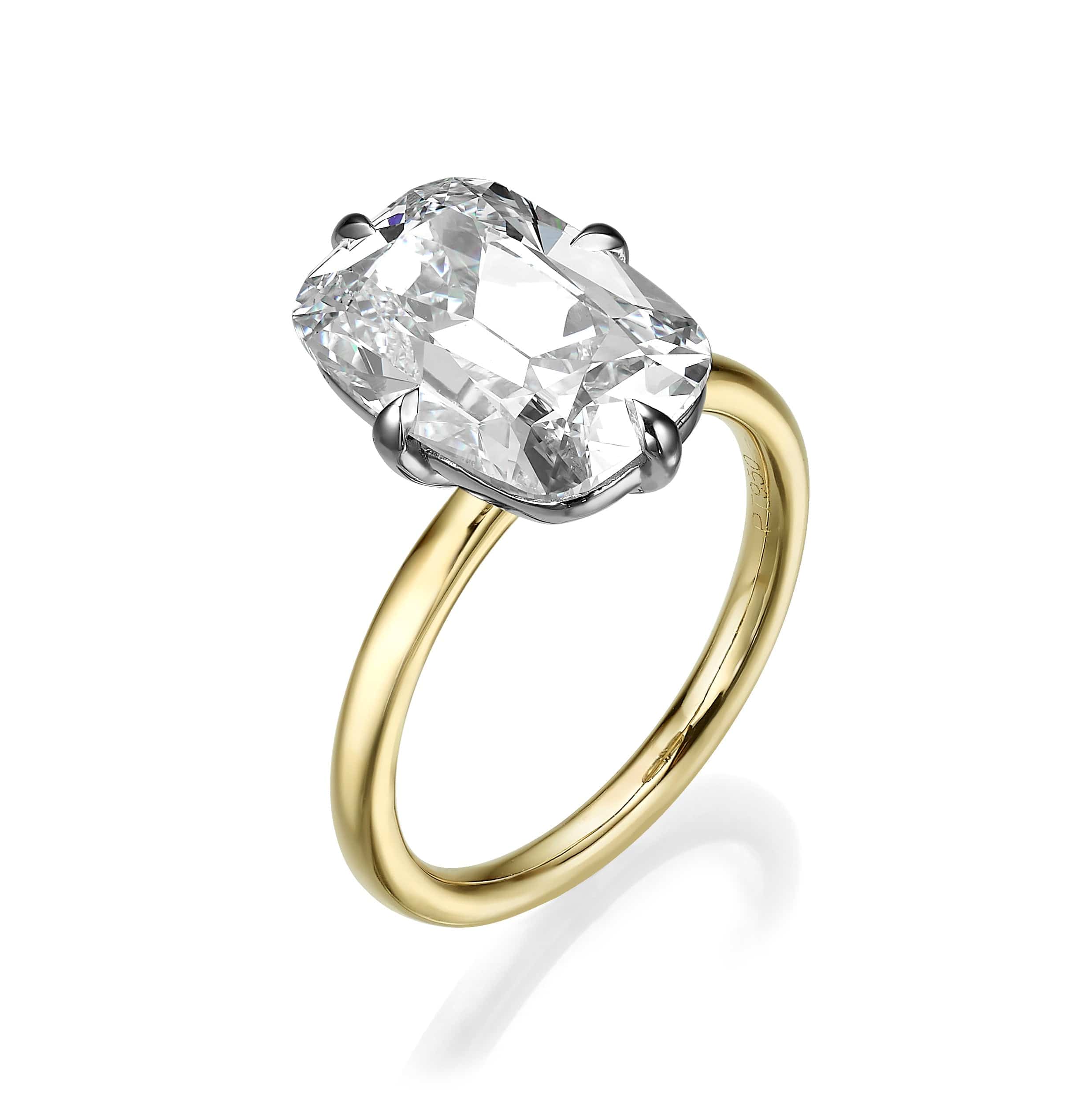 5.01 Carat Lab Grown Elongated Old Mine Cut Diamond Solitaire Engagement Ring - Image 2