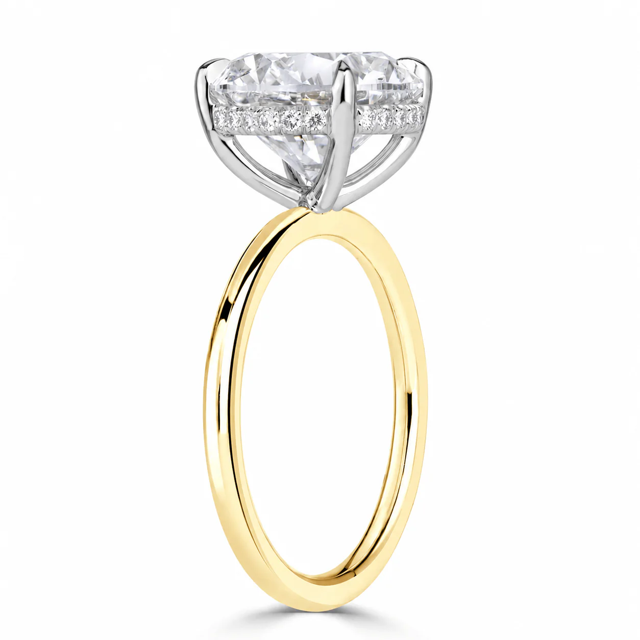5.20 Carats Lab Grown Round Brilliant Cut Two Tone Solitaire Hidden Halo Diamond Engagement Ring - Image 2