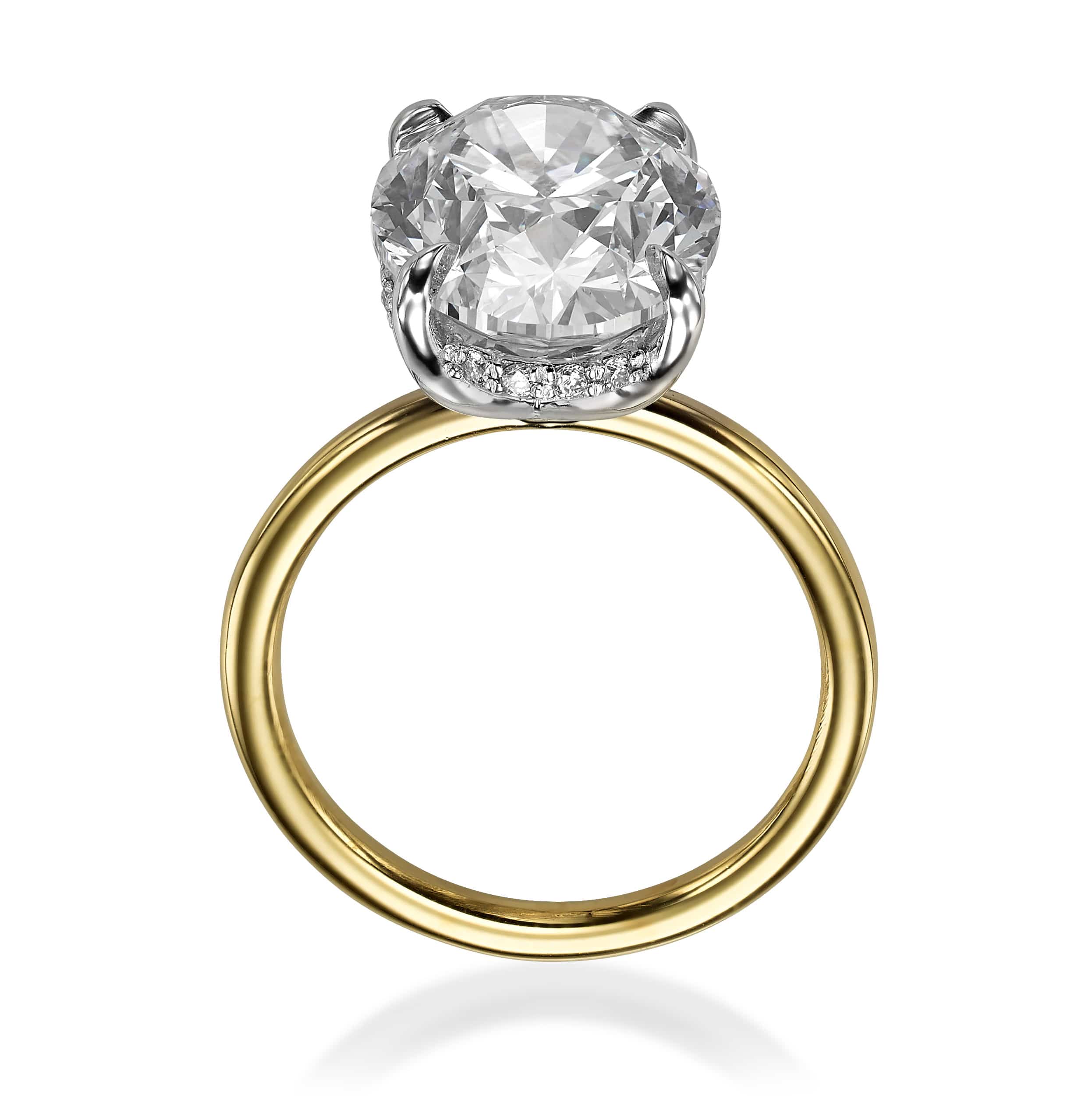 5.22 Carats Lab Grown Oval Cut Two Tone Solitaire Hidden Halo Diamond Engagement Ring - Image 3