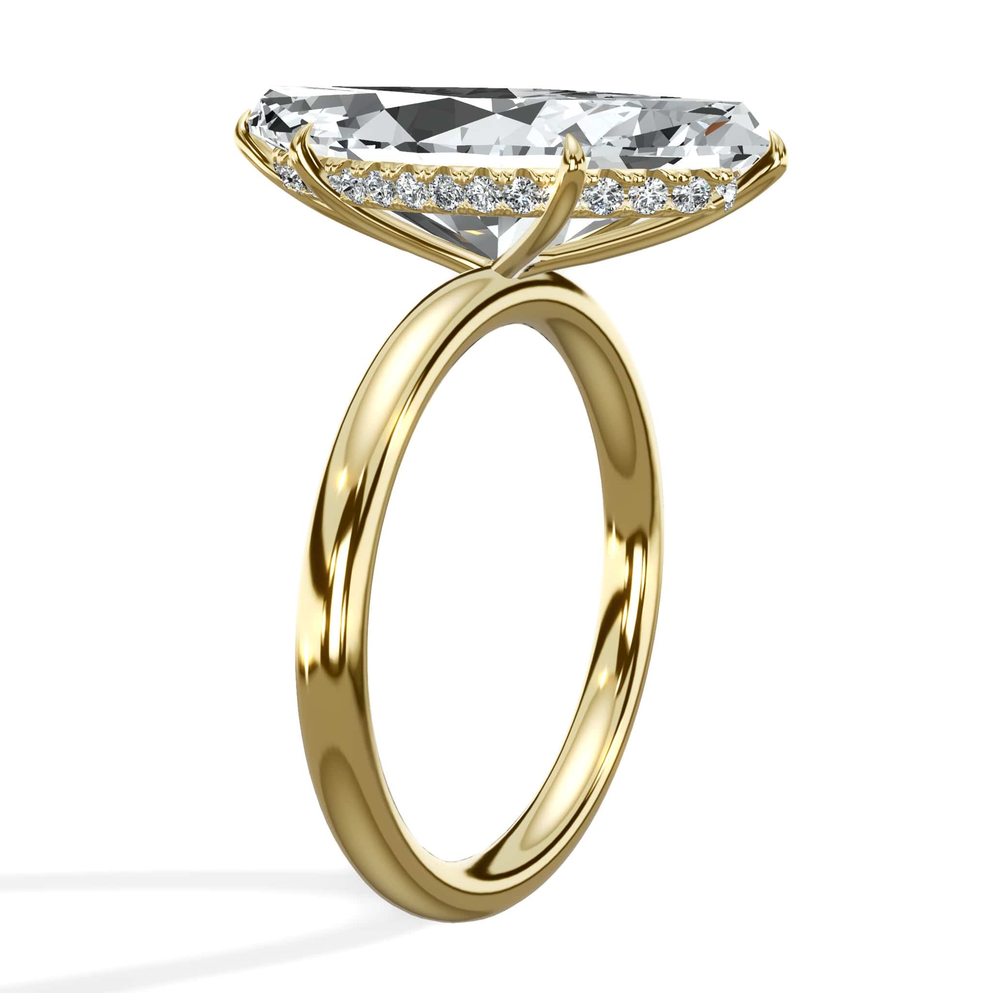 5.25 Carats Lab Grown Marquise Cut Solitaire Hidden Halo Diamond Engagement Ring - Image 3
