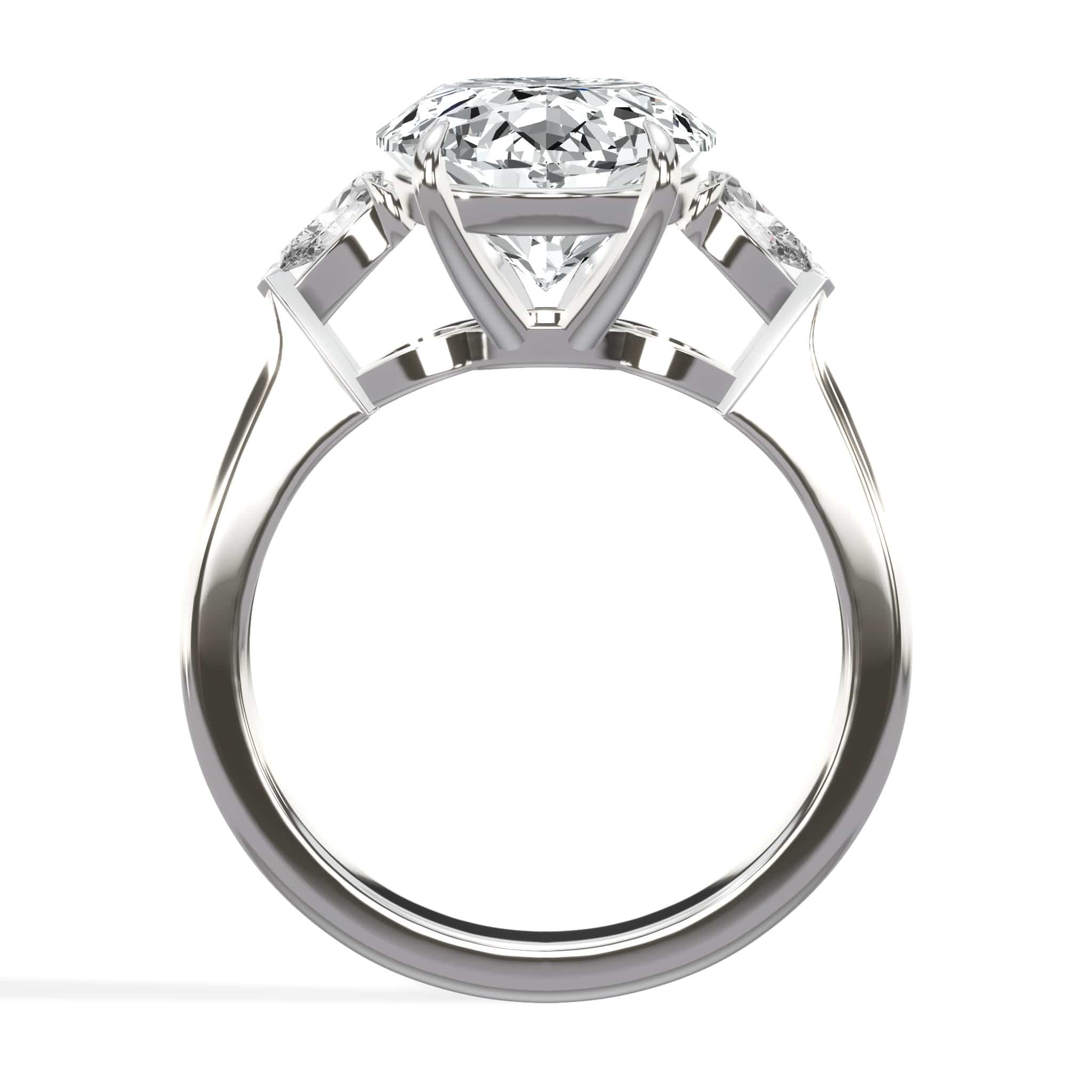 5.37 Carats Lab Grown Oval Cut with Pear Shape Side Stones Diamond Engagement Ring in White Gold - Image 2