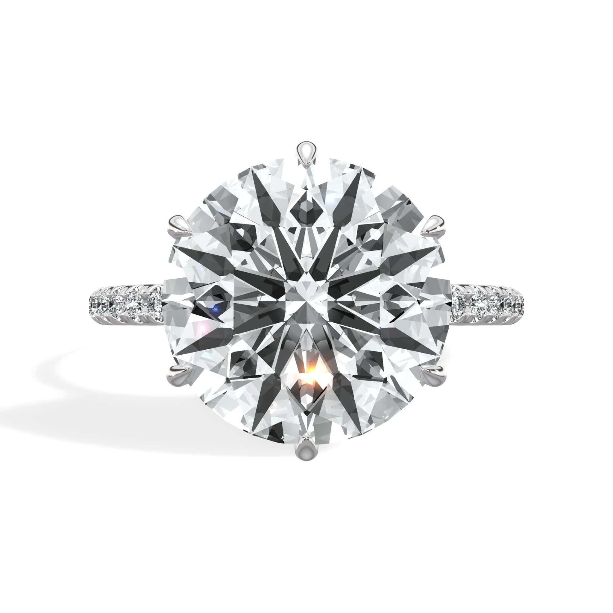 5.50 Carats Lab Grown Round Brilliant Cut Micropave Side Stones Hidden Halo Diamond Engagement Ring