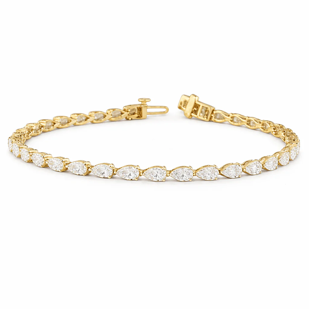 5.65 ct Pear Shaped Colorless Diamond East-West Tennis Bracelet - Image 3