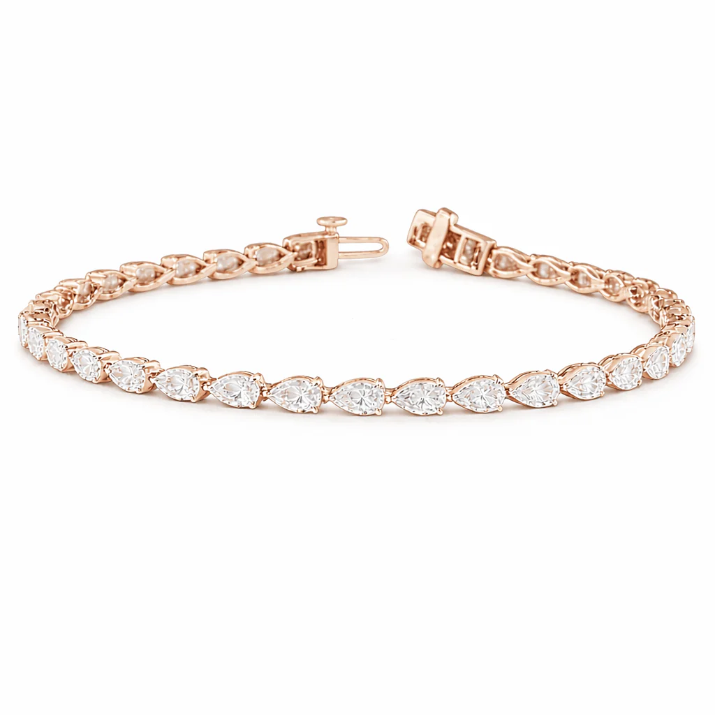 5.65 ct Pear Shaped Colorless Diamond East-West Tennis Bracelet - Image 4